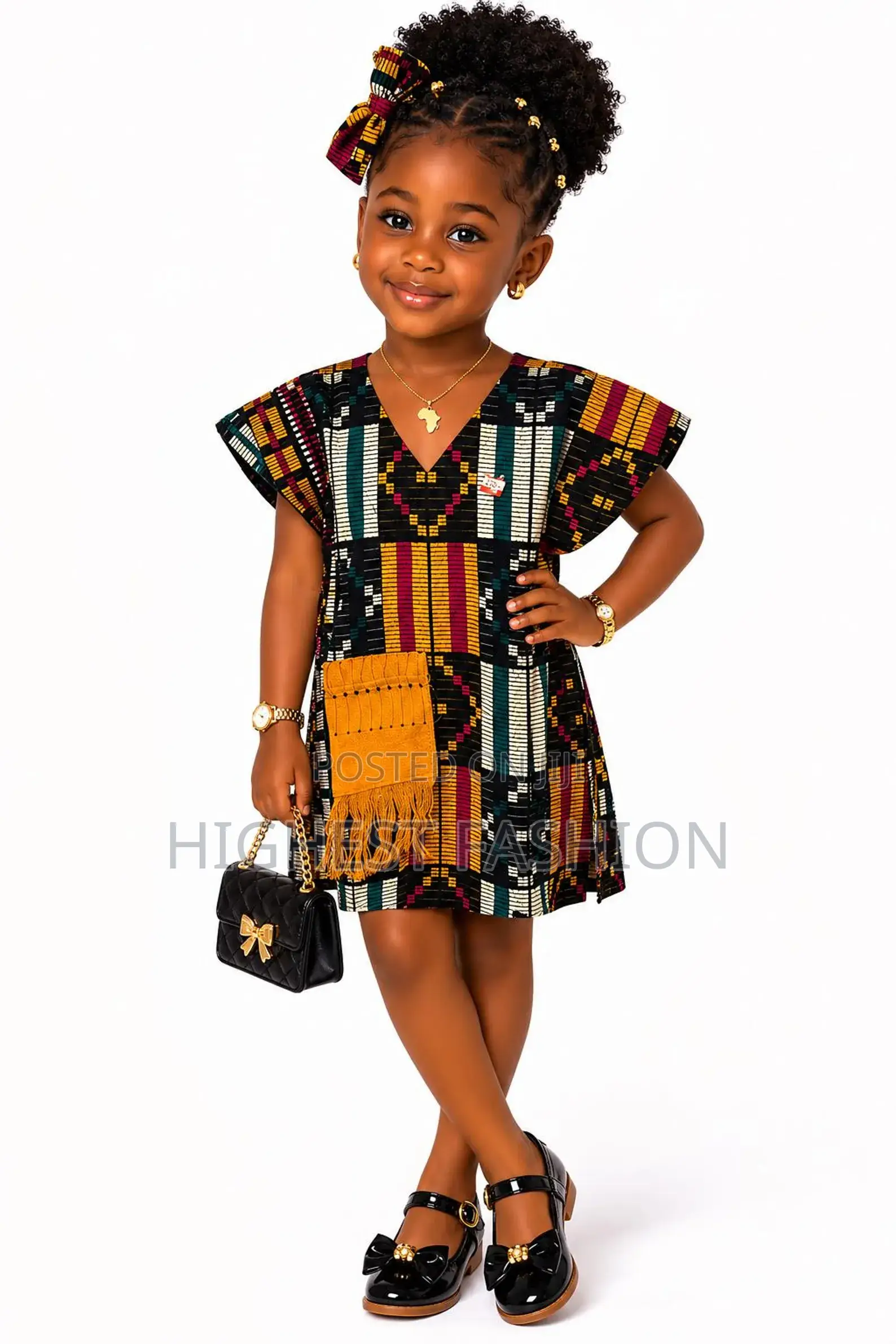 Girls Akwete Kaftan Dress