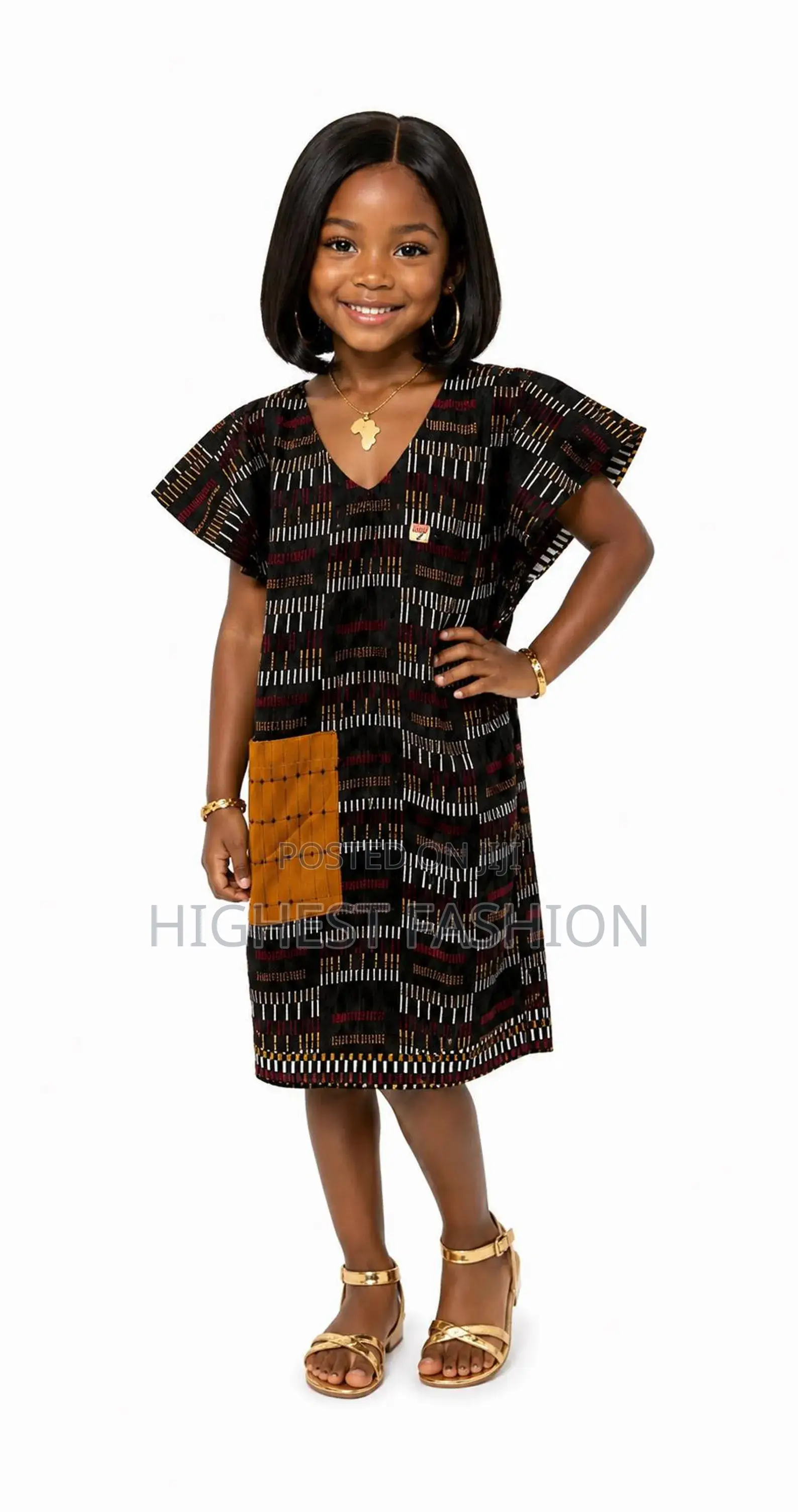 Girls Akwete Kaftan Dress