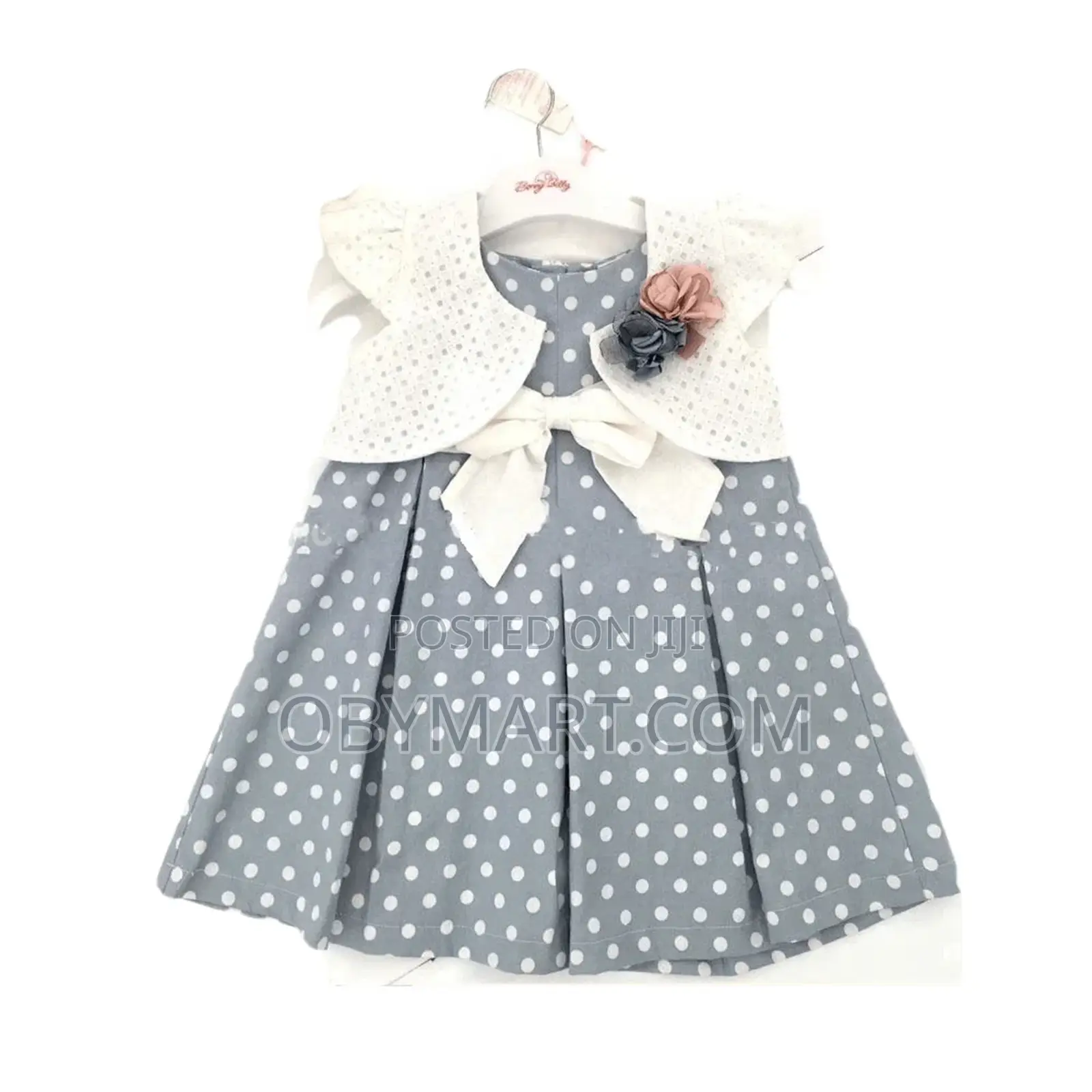 2pcs Polka Dot Dress With White Jacket