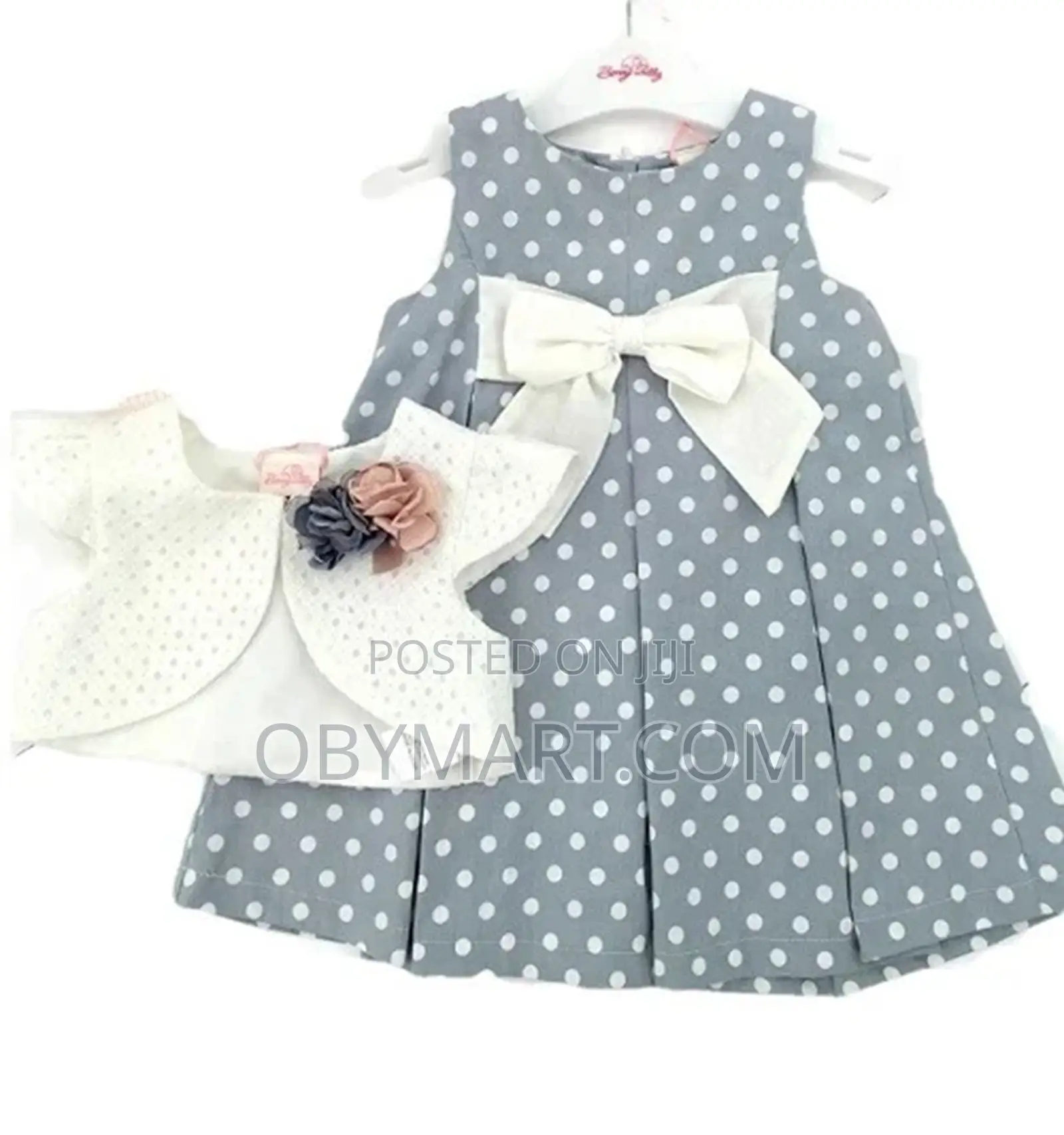 2pcs Polka Dot Dress With White Jacket