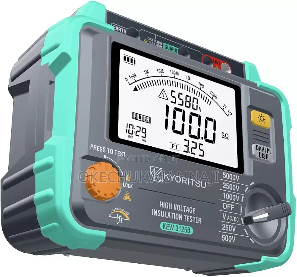 Kyoritsu Kew 3125b Digital High Volt Insulation Tester, 250v to 5000v