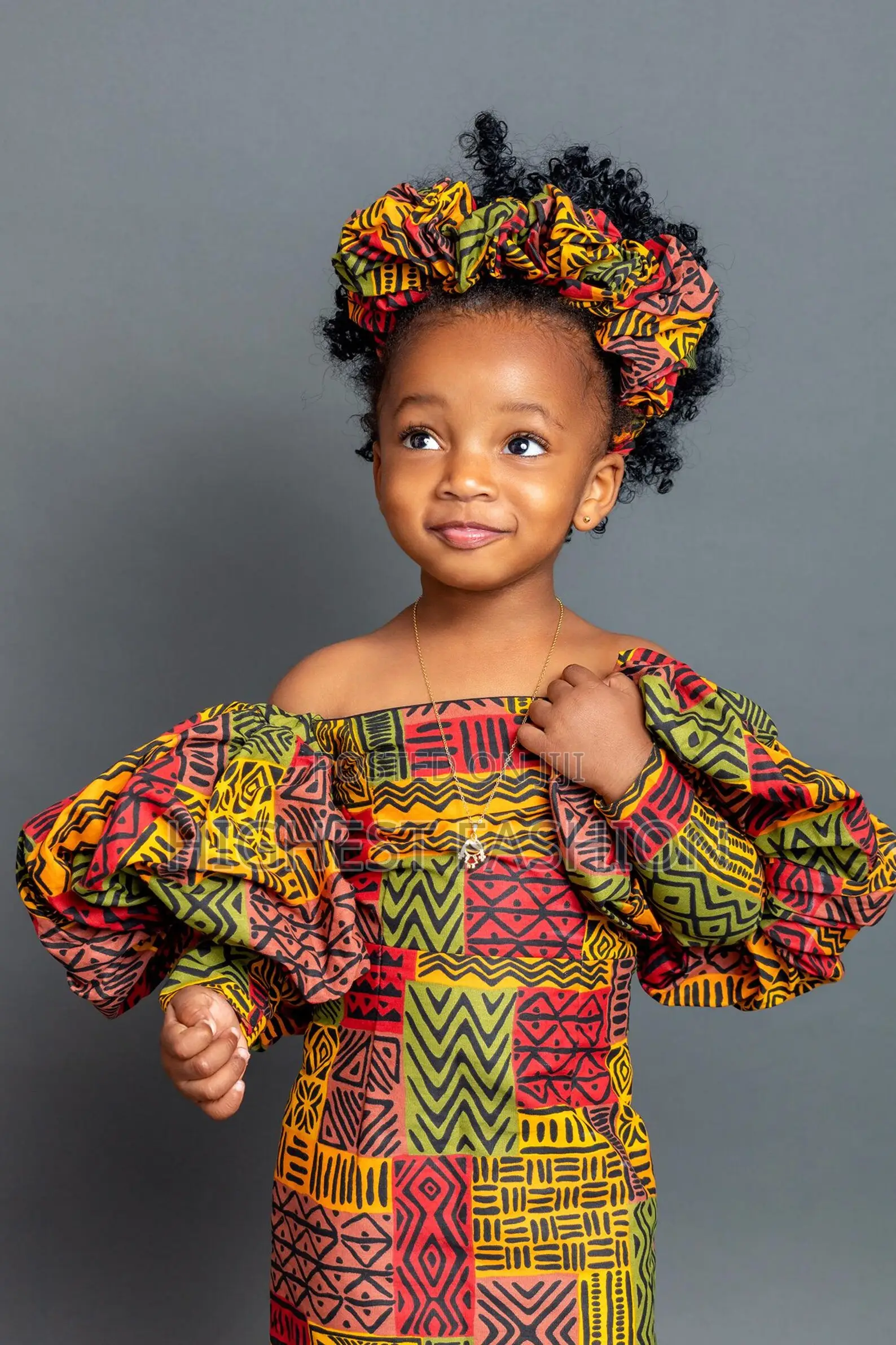 Ankara Puffy Sleeve Dress With Headband