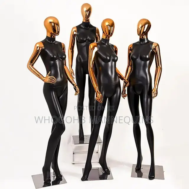 Tall Full Fibreglass Female Black R/Gold Mannequin Size 8