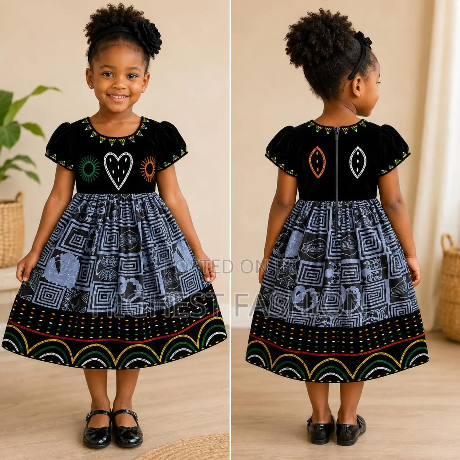 African Print Puff Sleeve Dress