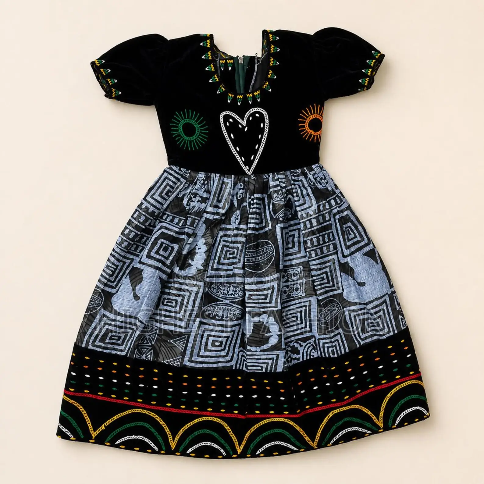 African Print Puff Sleeve Dress