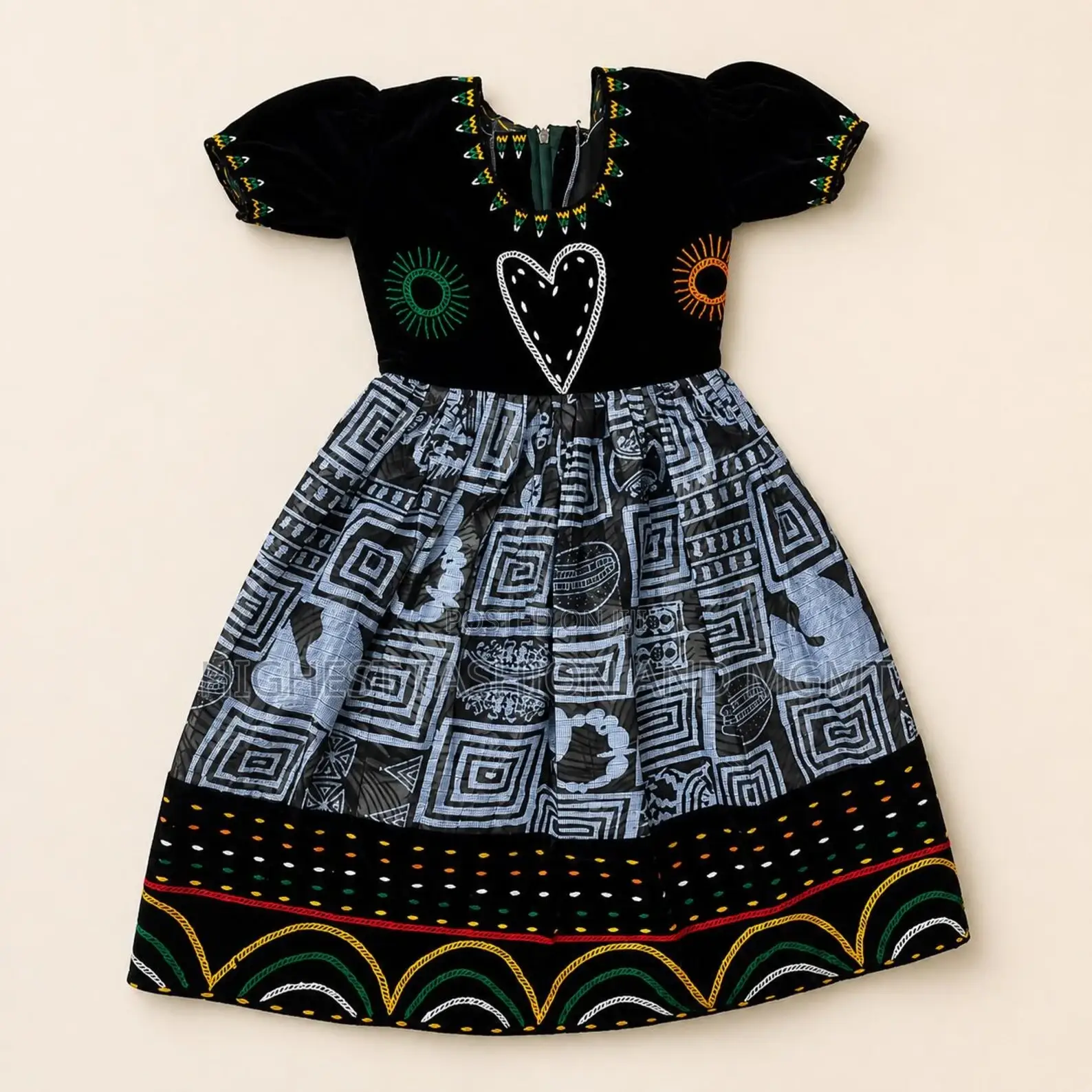 African Print Puff Sleeve Dress