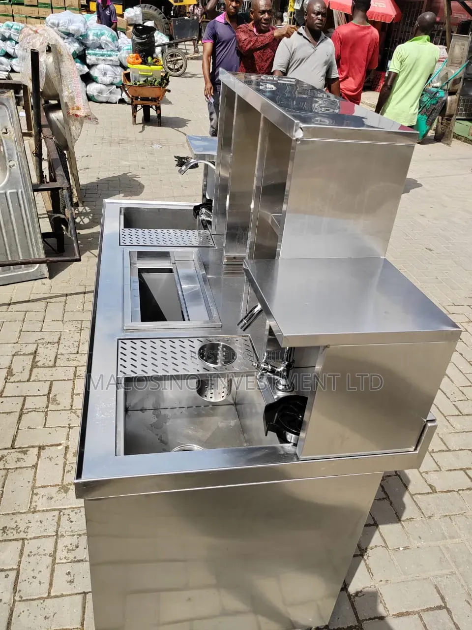 Stainless Steel Commercial Milk Tea Shop Counter Beverage Prep Station