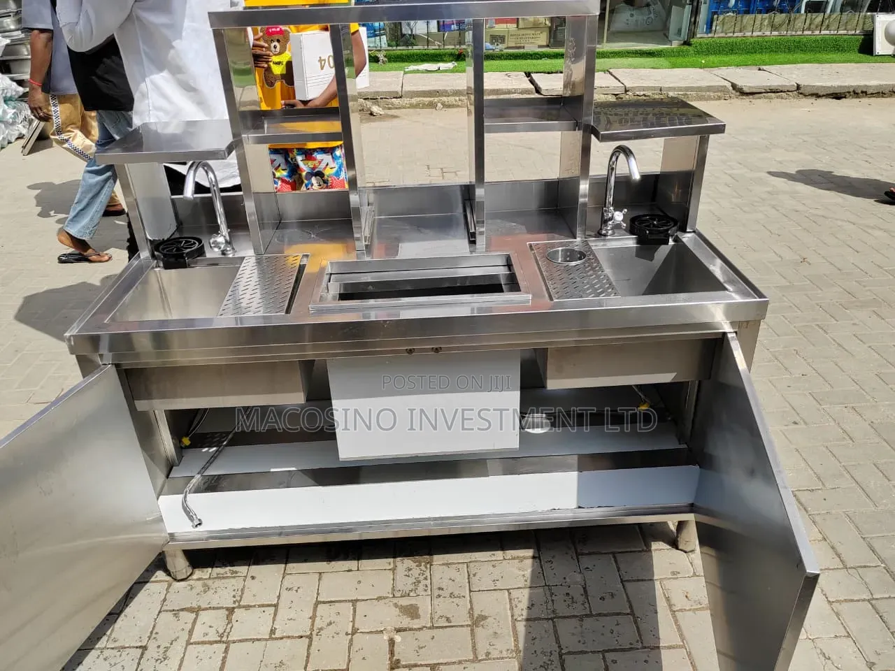 Stainless Steel Commercial Milk Tea Shop Counter Beverage Prep Station