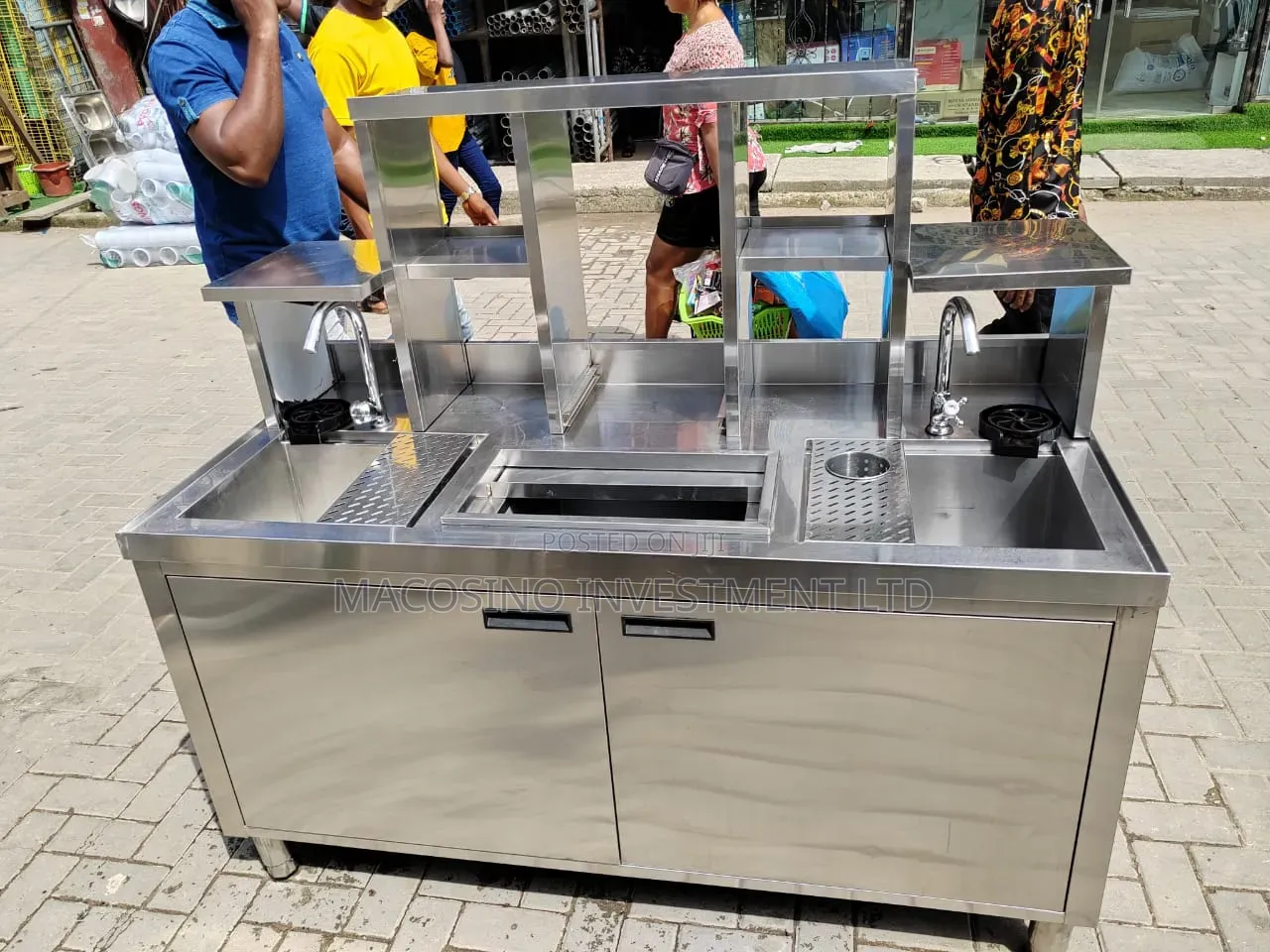 Stainless Steel Commercial Milk Tea Shop Counter Beverage Prep Station