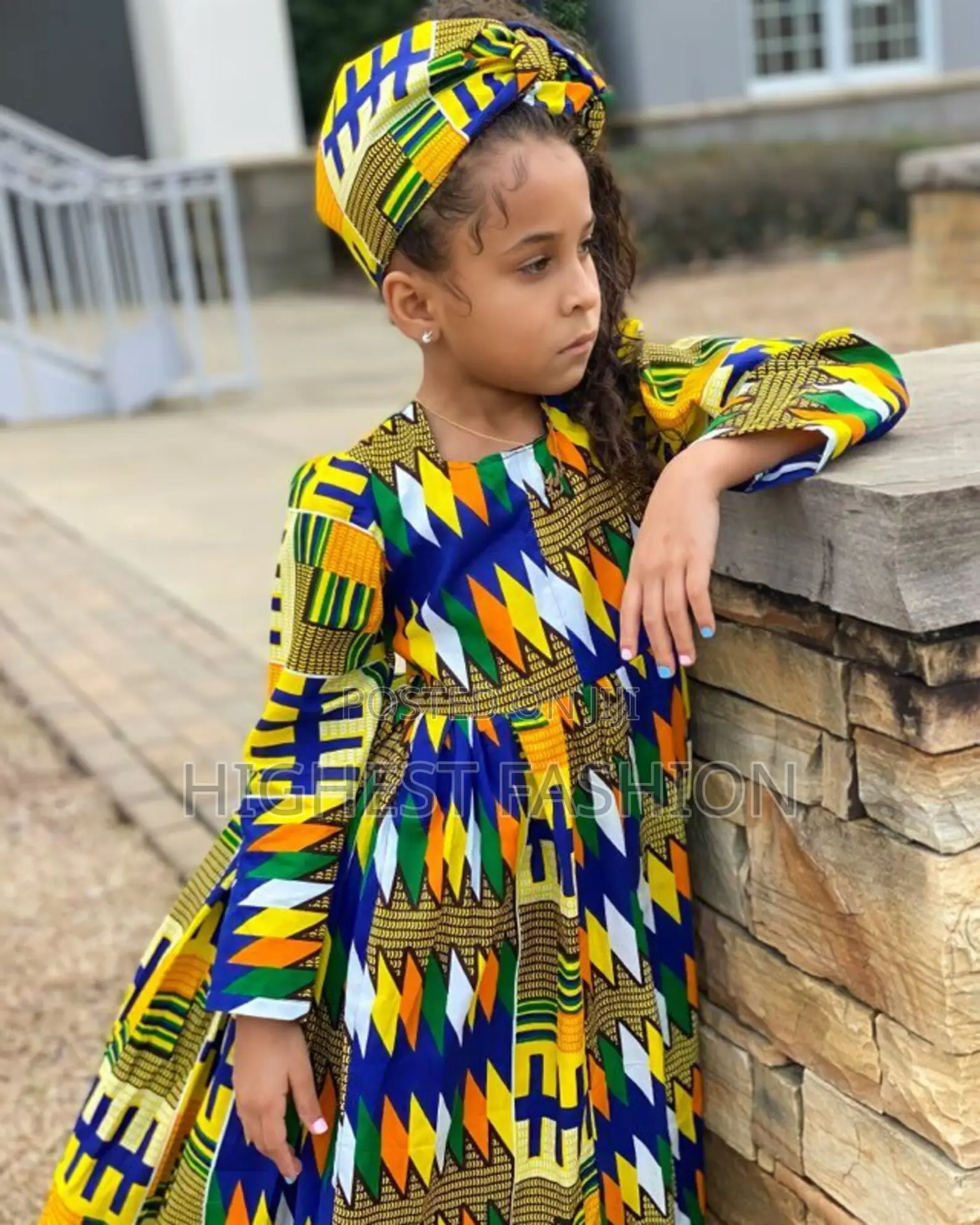 African Print Kente Ayla Girls Maxi Dress