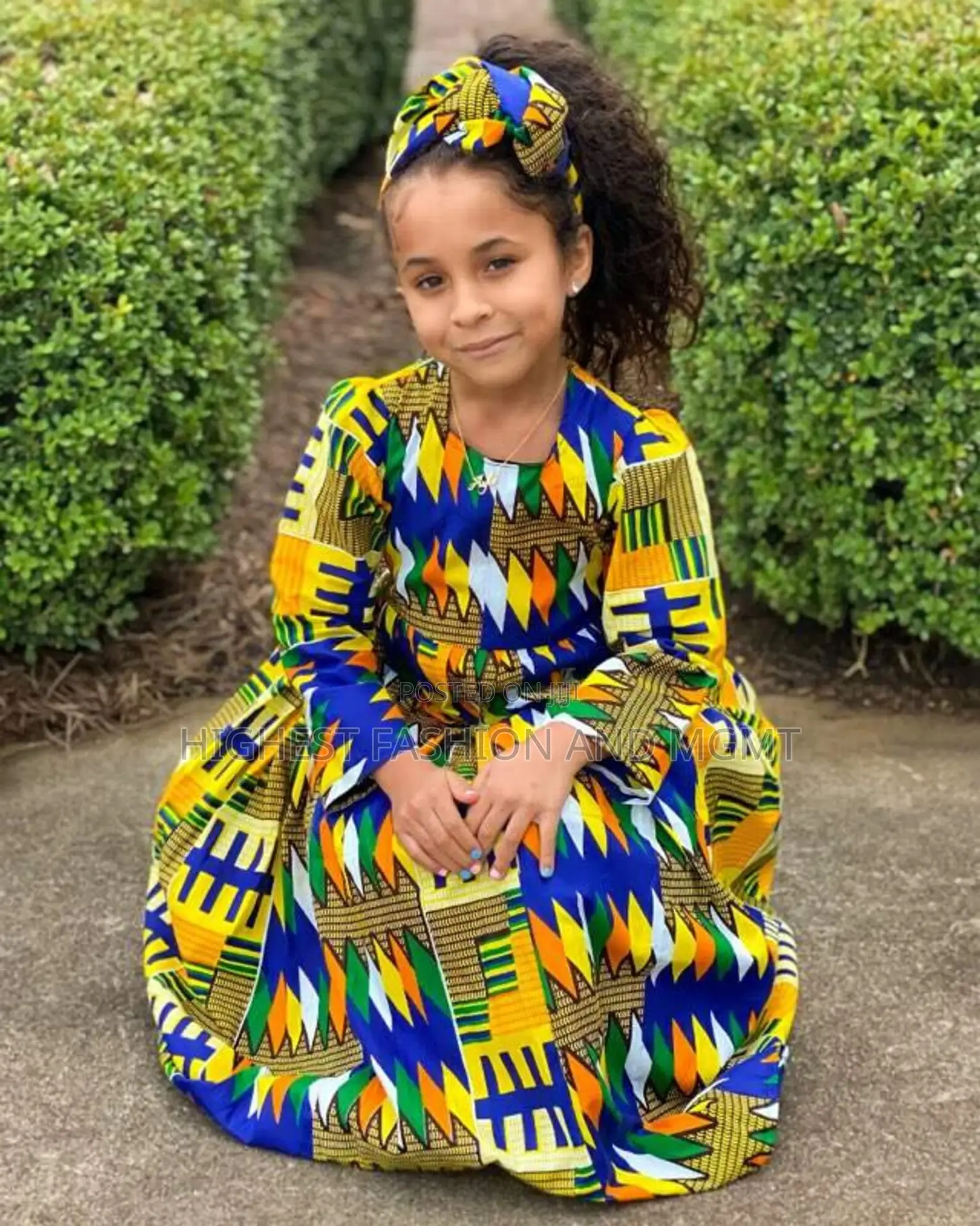 African Print Kente Ayla Girls Maxi Dress