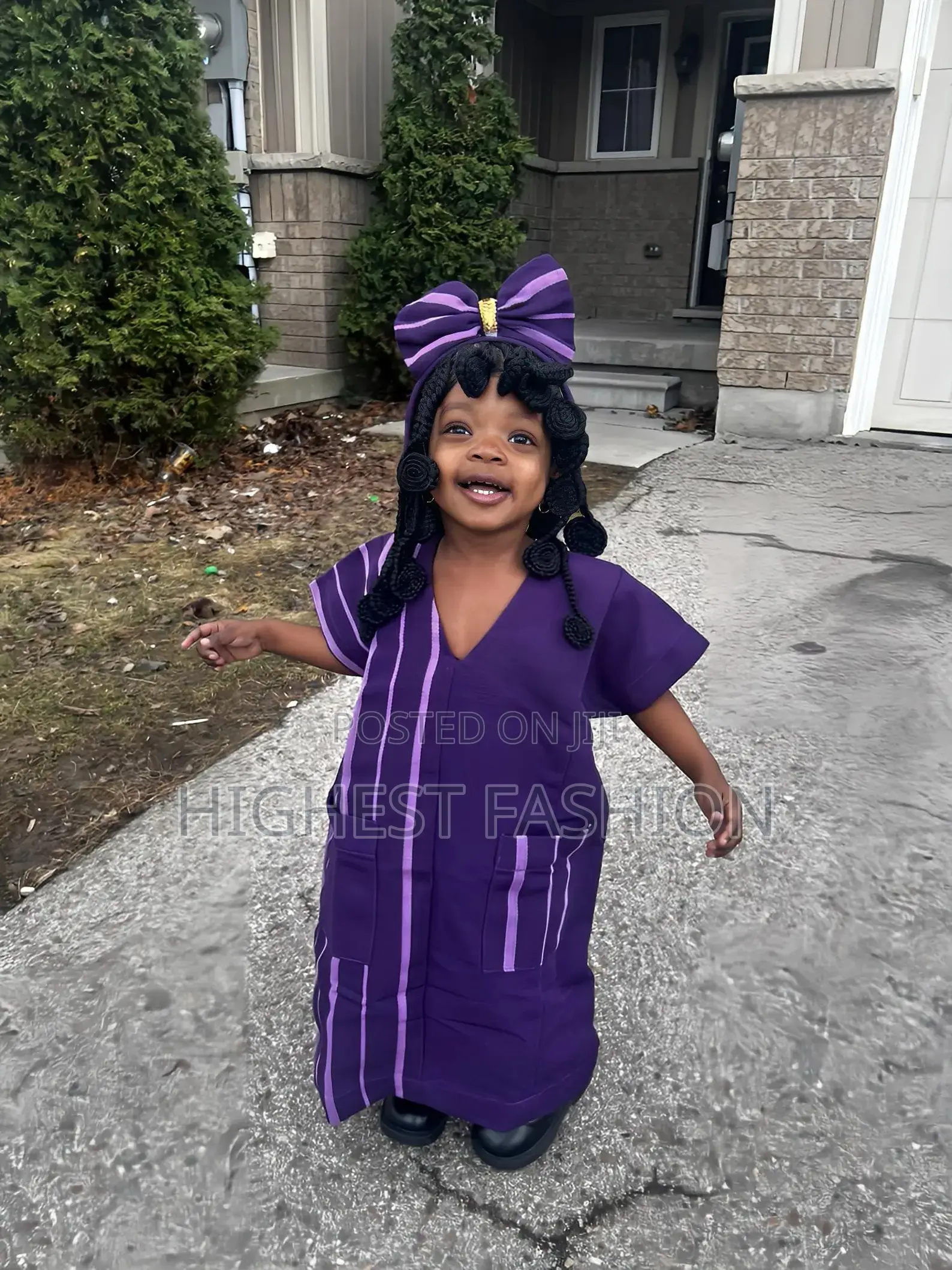 African Aso Oke Boubou Dress for Kids