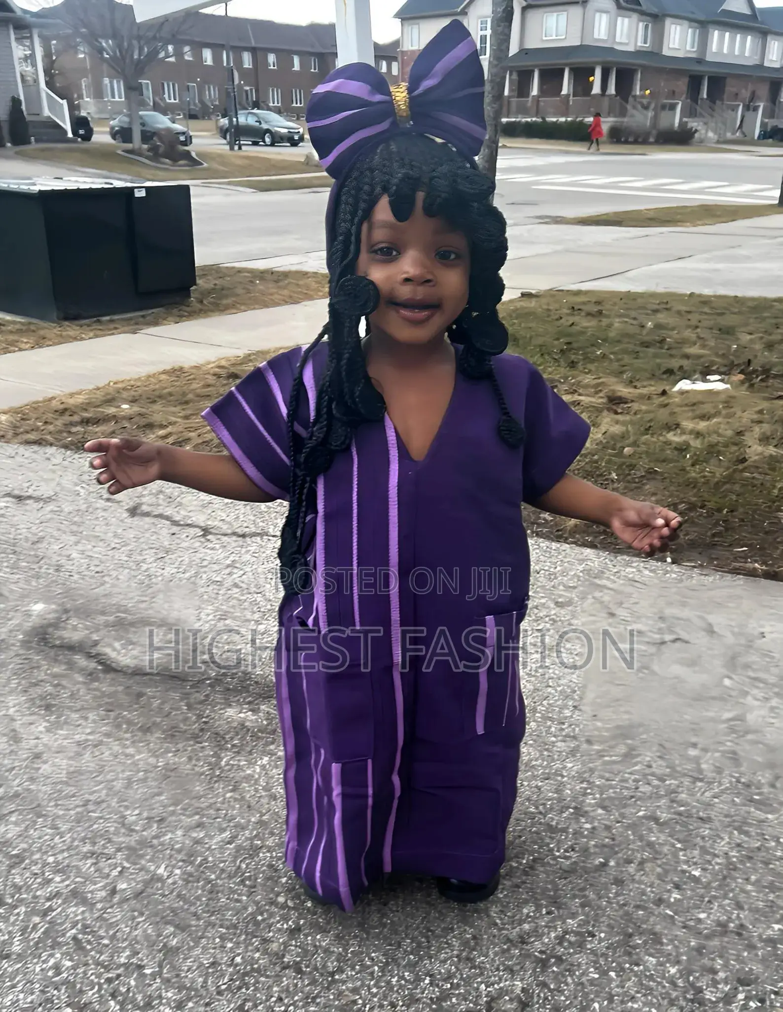 African Aso Oke Boubou Dress for Kids