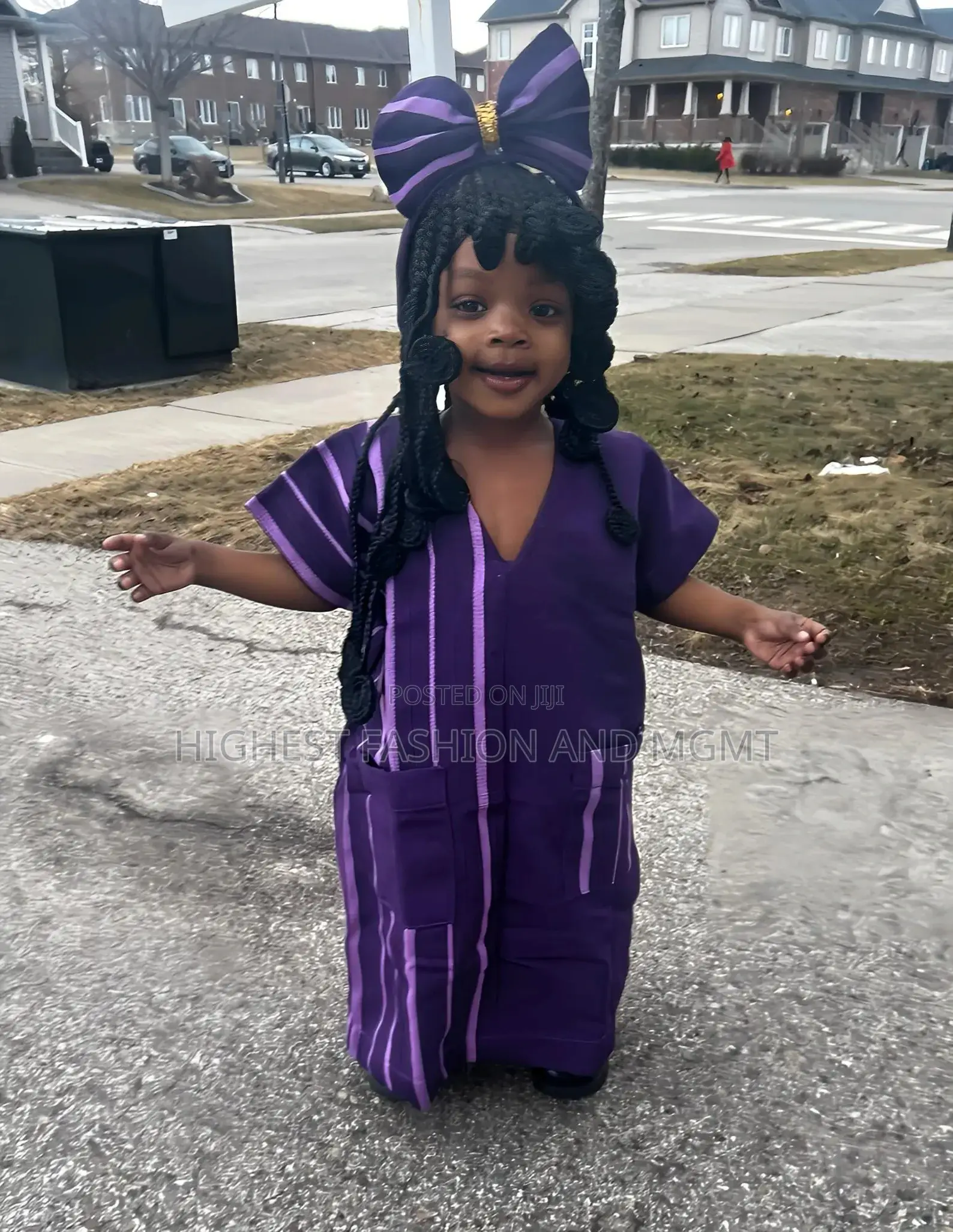 African Aso Oke Boubou Dress for Kids