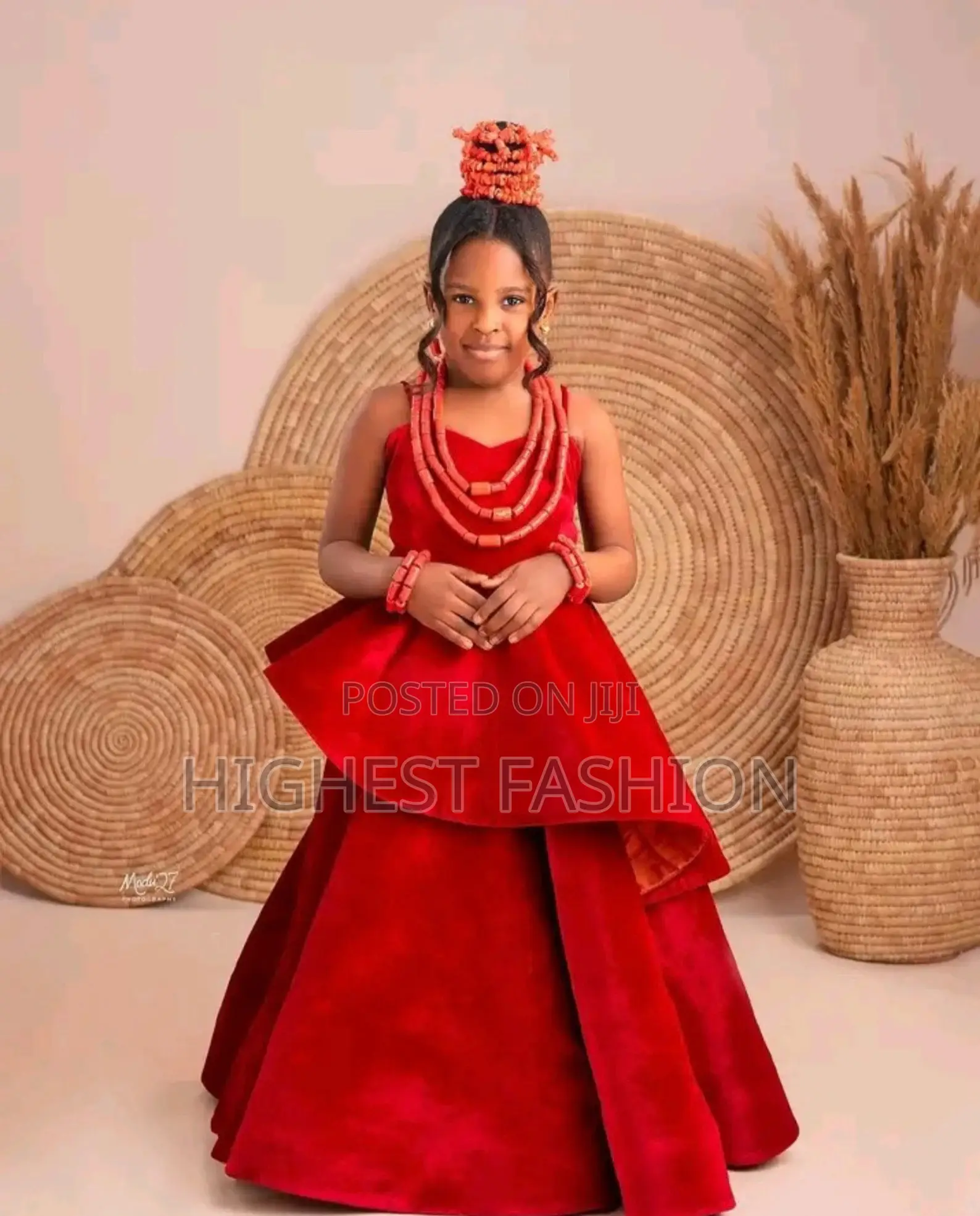 Handmade Red African Print Dress