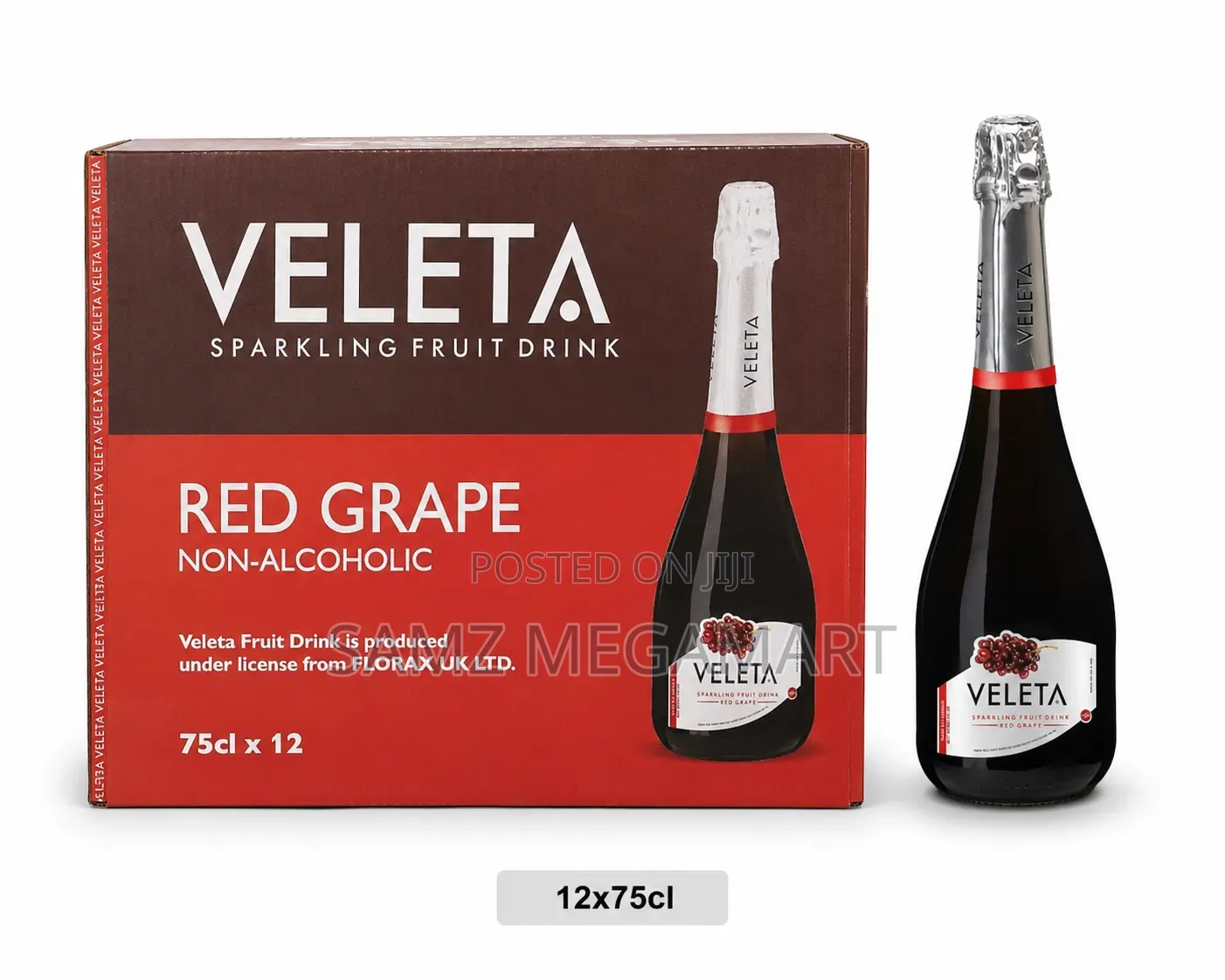 Veleta Red Grape Sparkling Fruit Drink Non-Alcoholic 12x75cl