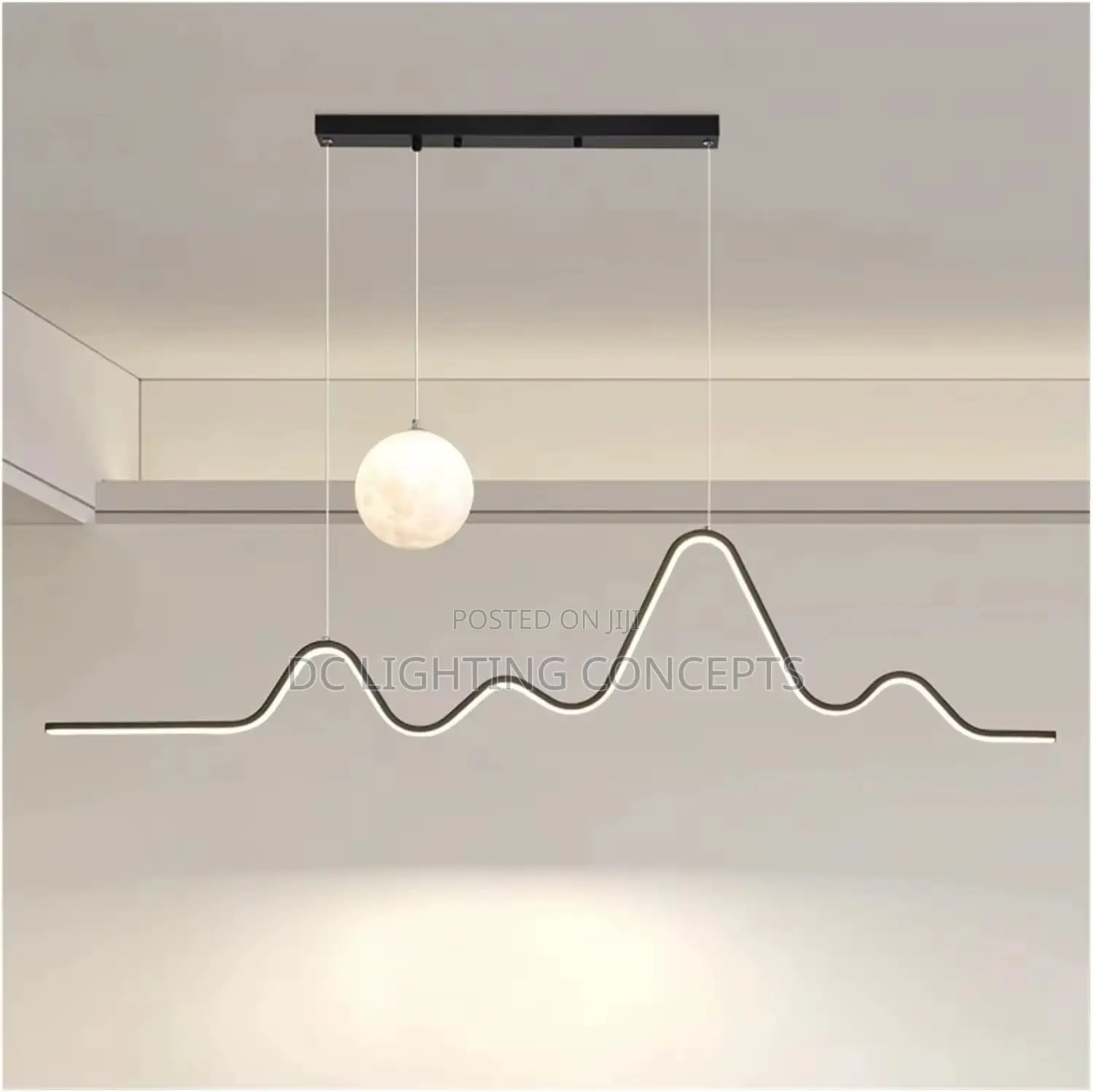 Modern Landscape Wave Long Linear Strip Pendant Chandelier.