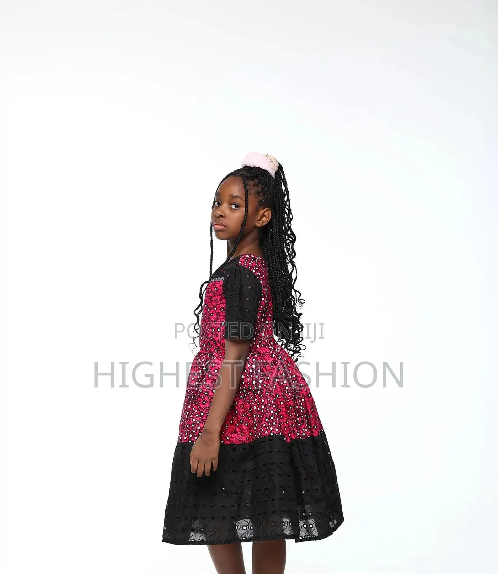 African Print Cotton Short Gown for Girls