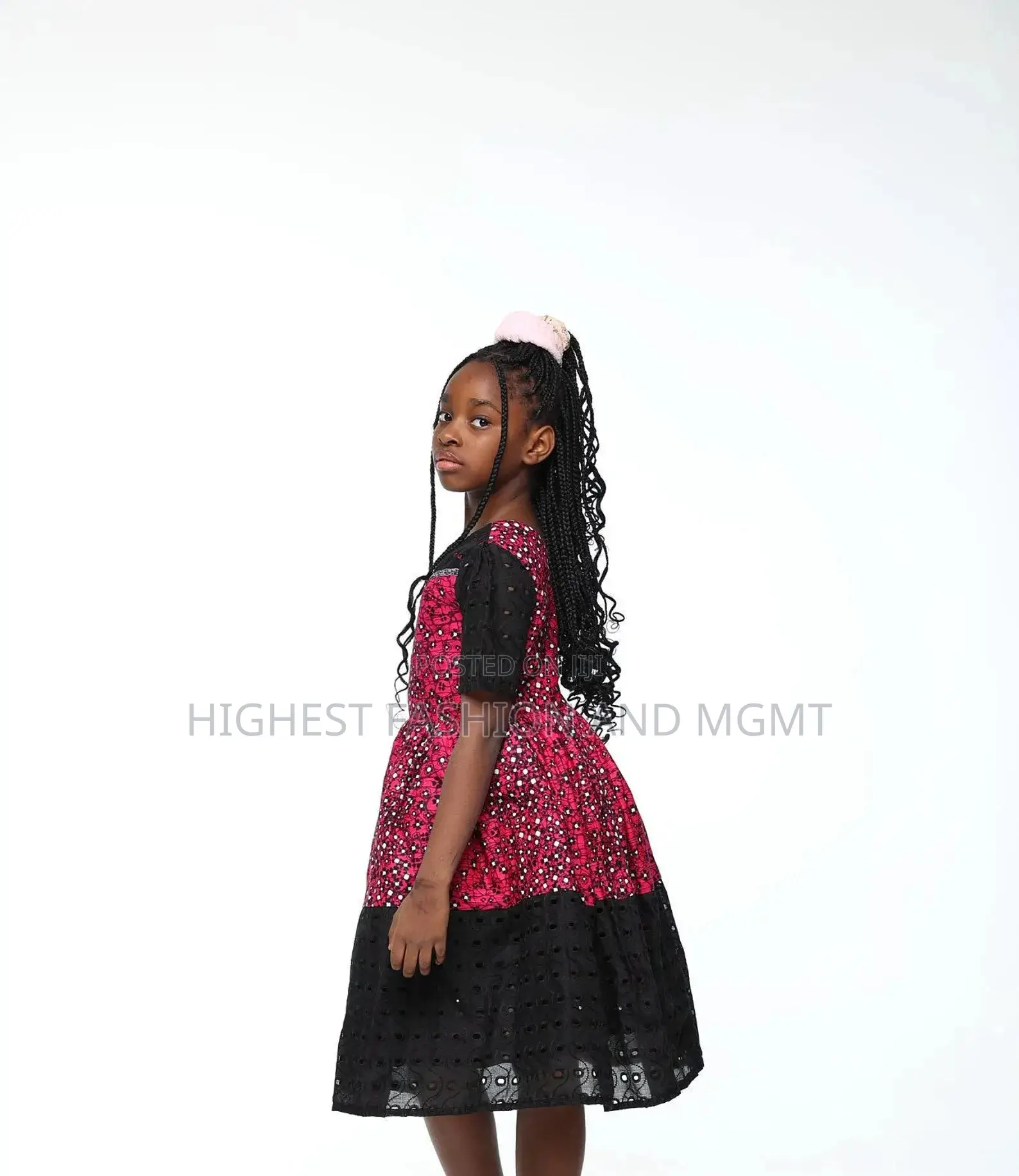African Print Cotton Short Gown for Girls