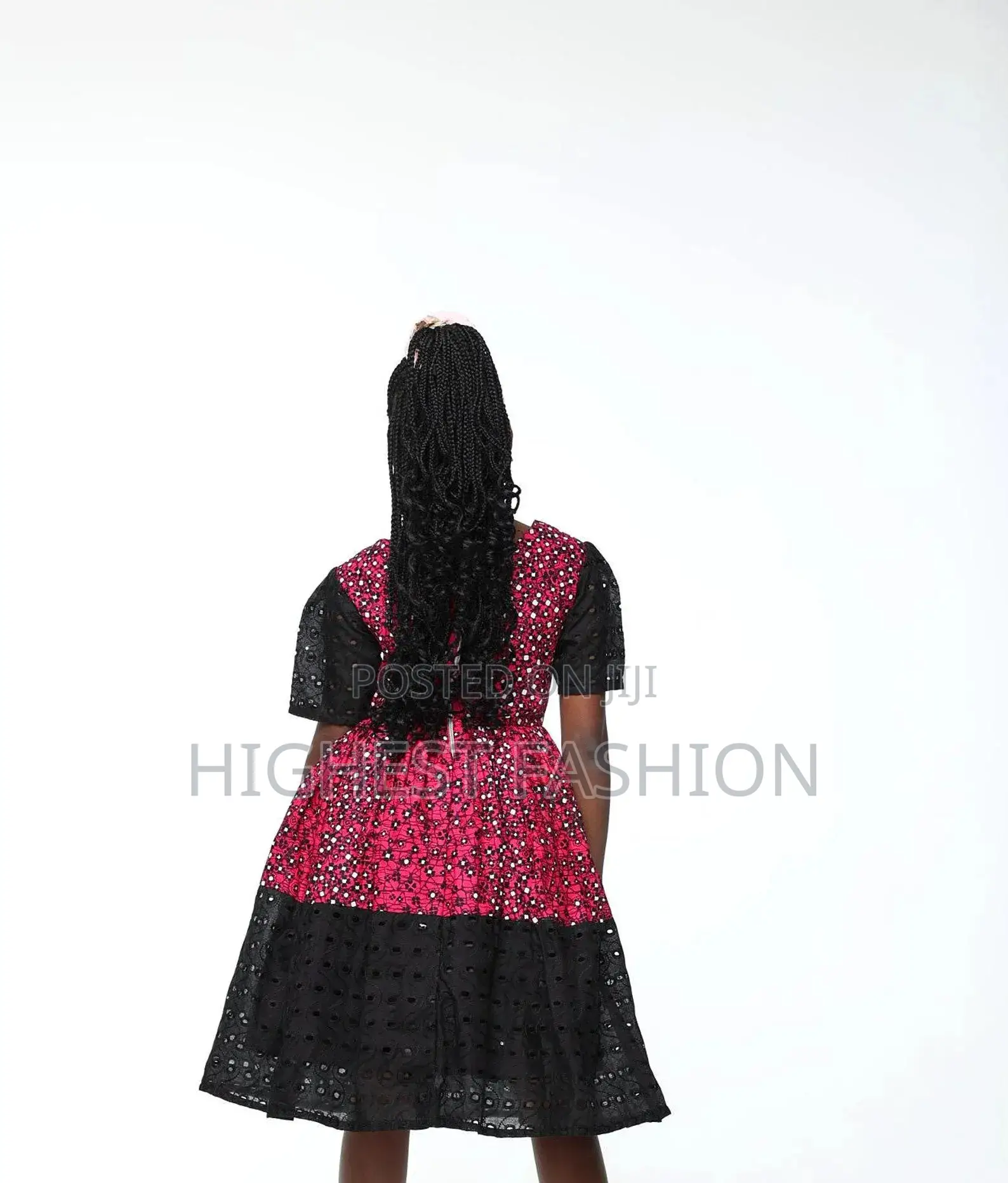 African Print Cotton Short Gown for Girls