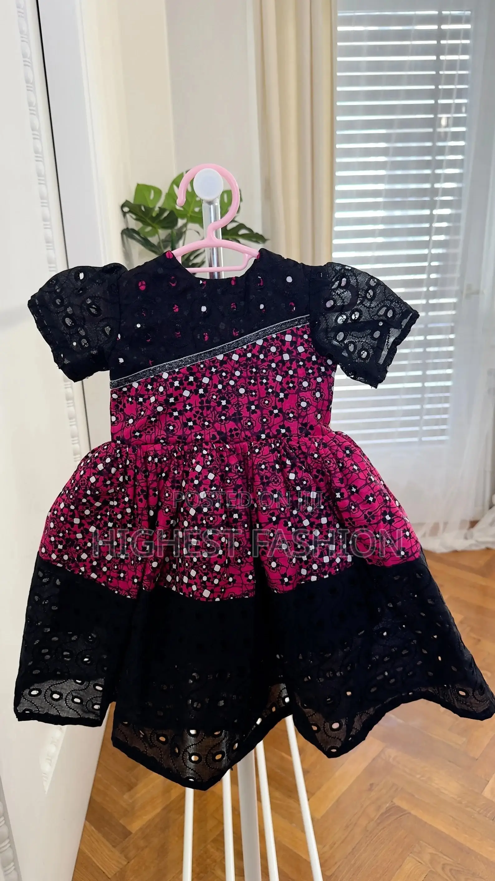 African Print Cotton Short Gown for Girls