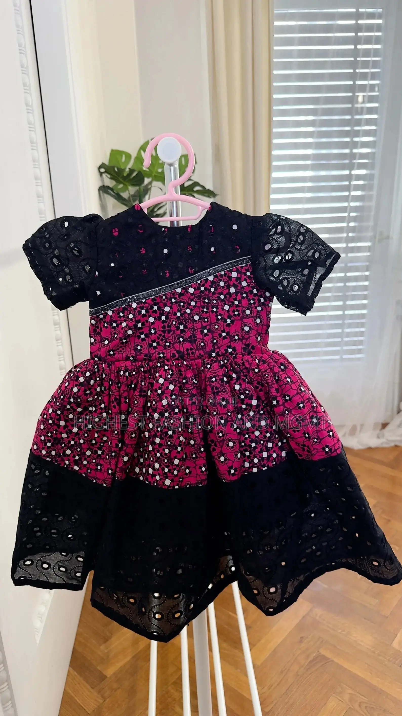 African Print Cotton Short Gown for Girls