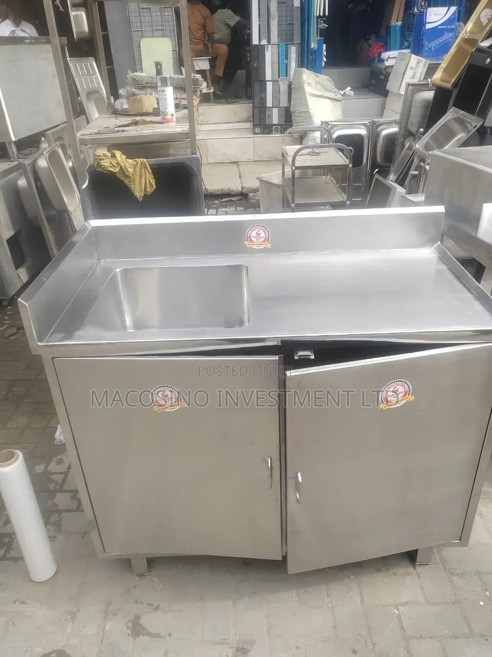 Freestanding Commercial Stainless Steel Kitchen Single Bowl Sink Table
