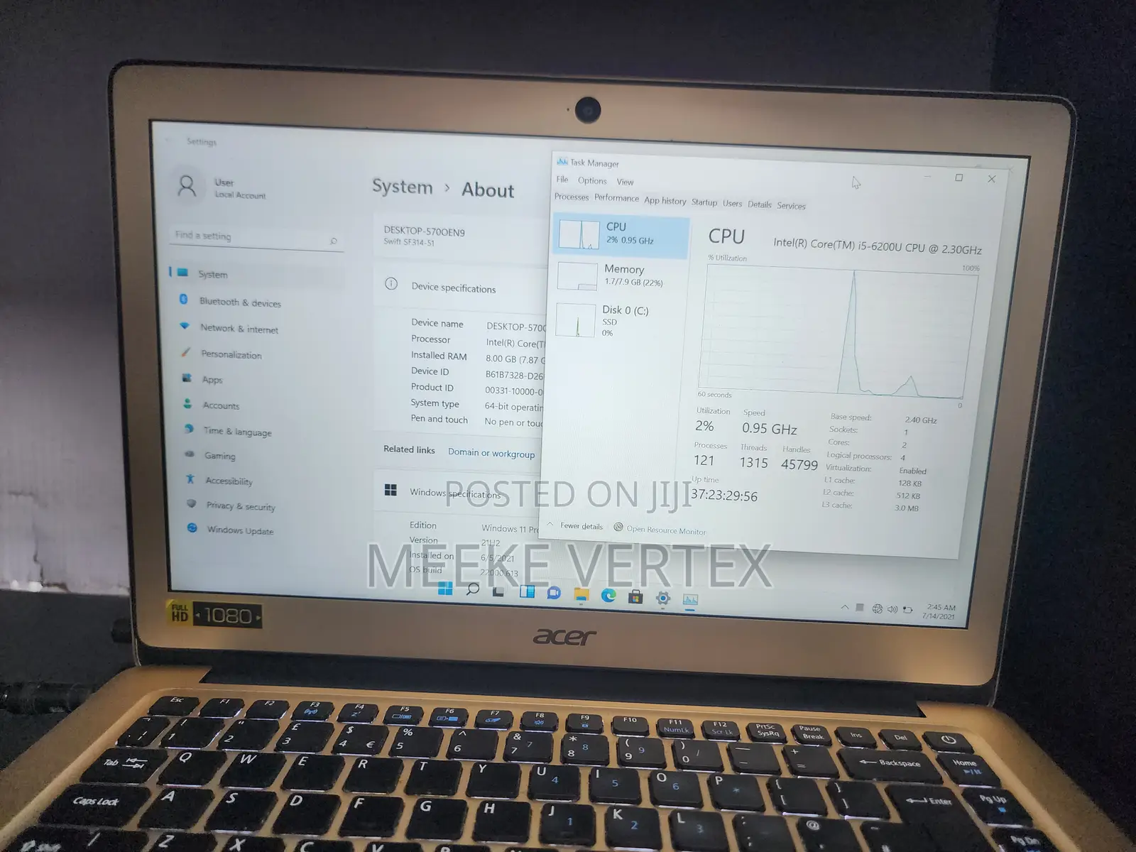 Laptop Acer Swift 3 8GB Intel Core i5 SSD 256GB