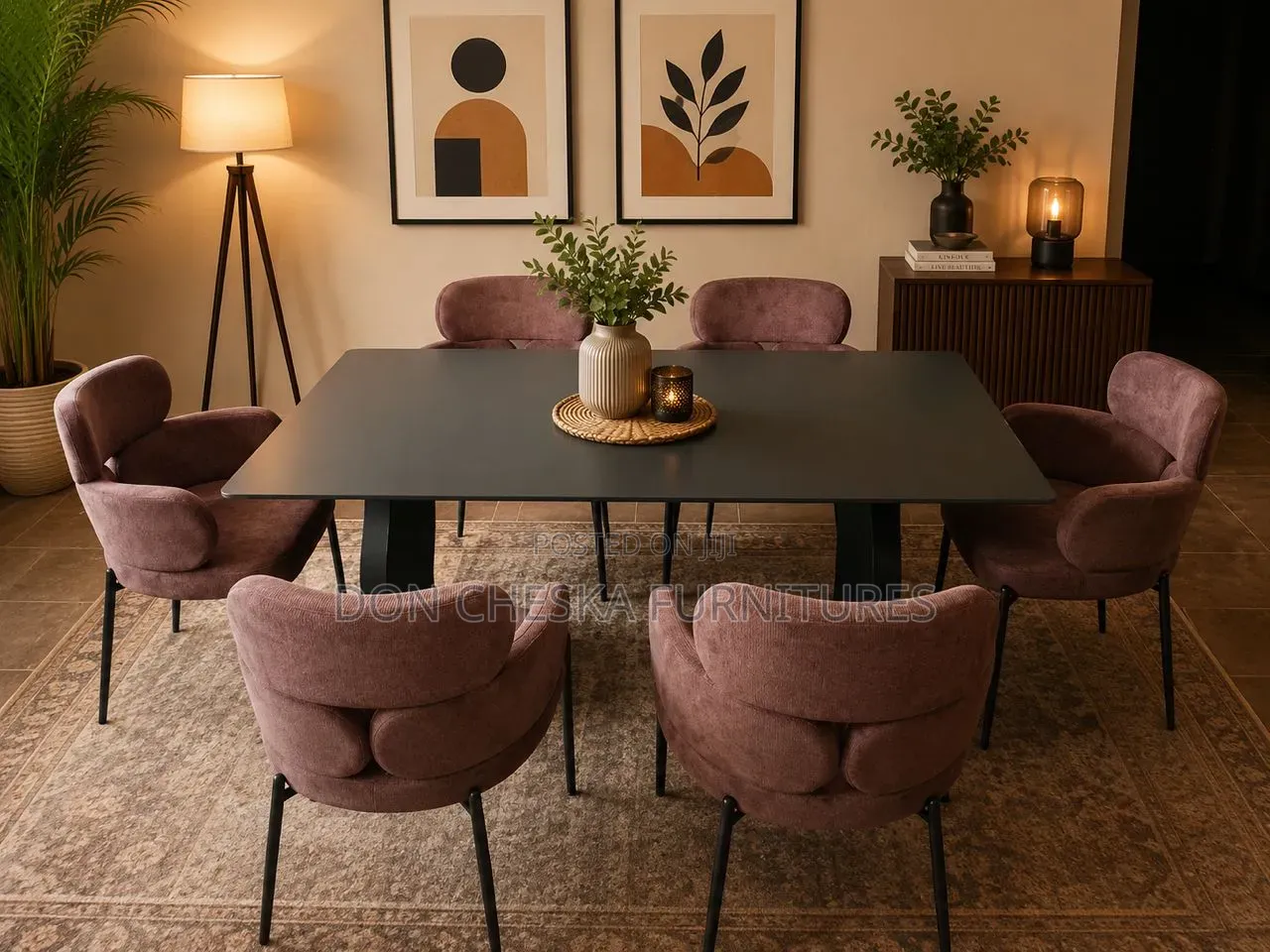 Classic Dinning Table With Fabric Chair