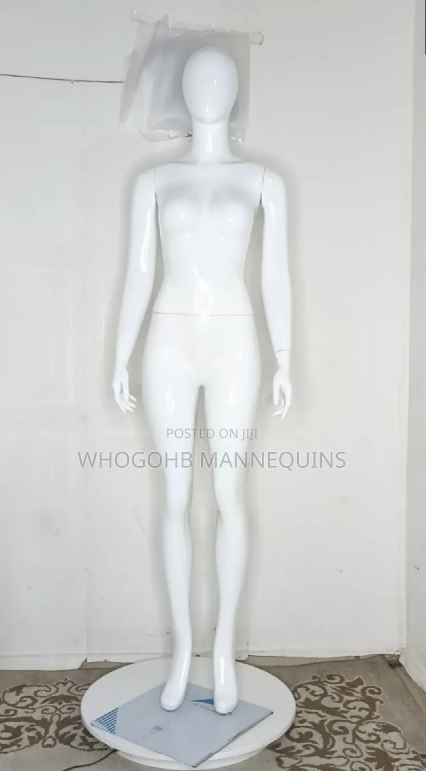 Full Fibreglass Glossy White Female Mannequin Size 10 Straight Hands