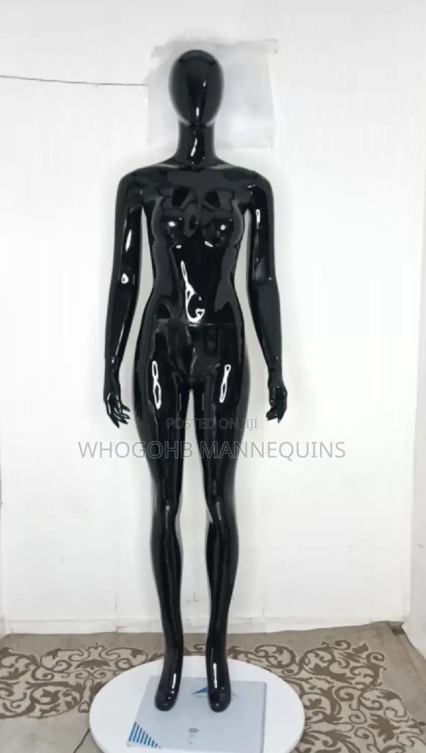 Full Fibreglass Glossy Black Female Mannequin Size 10 Straight Hands