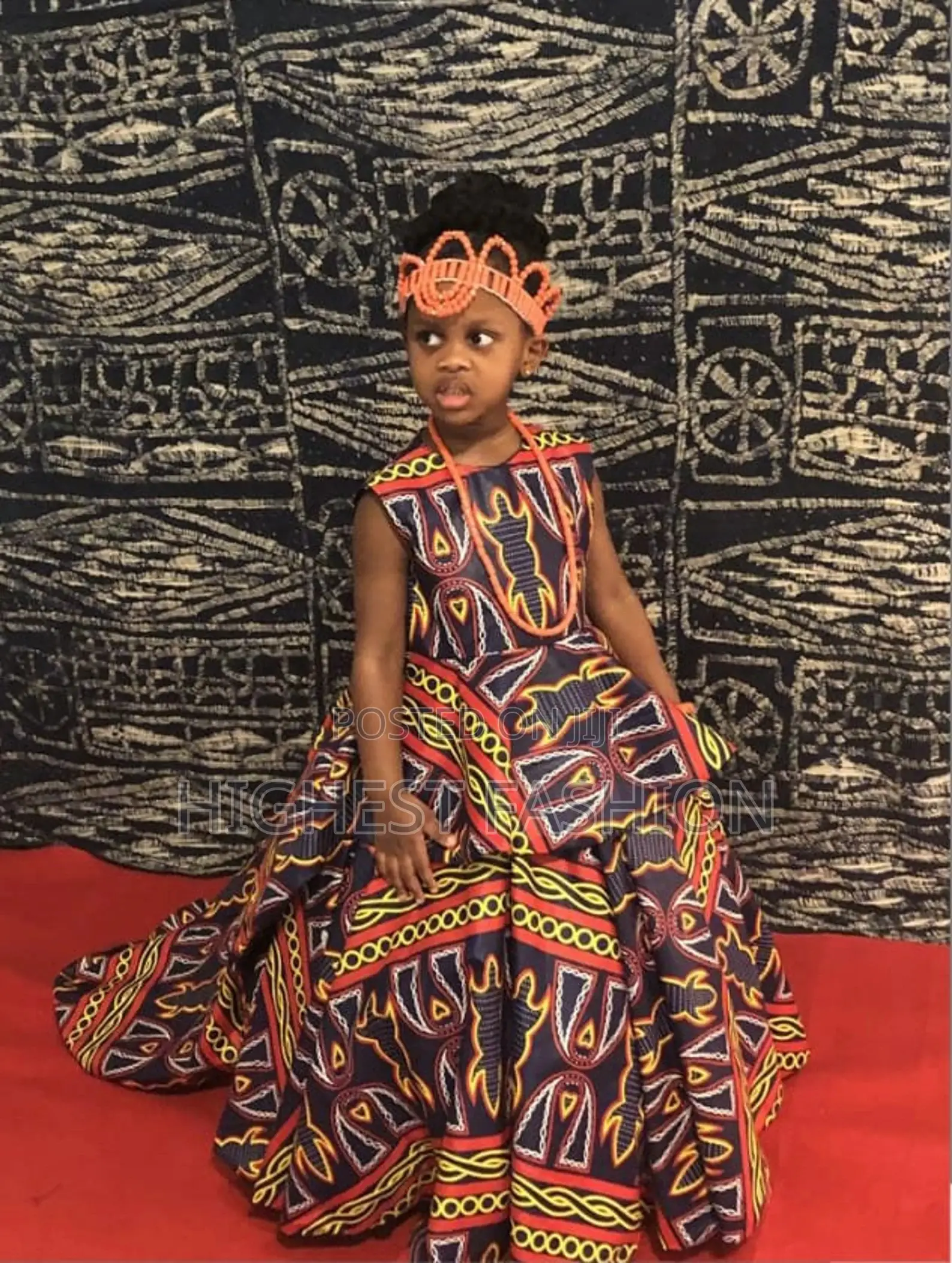 Handmade African Print Girl's Long Dress