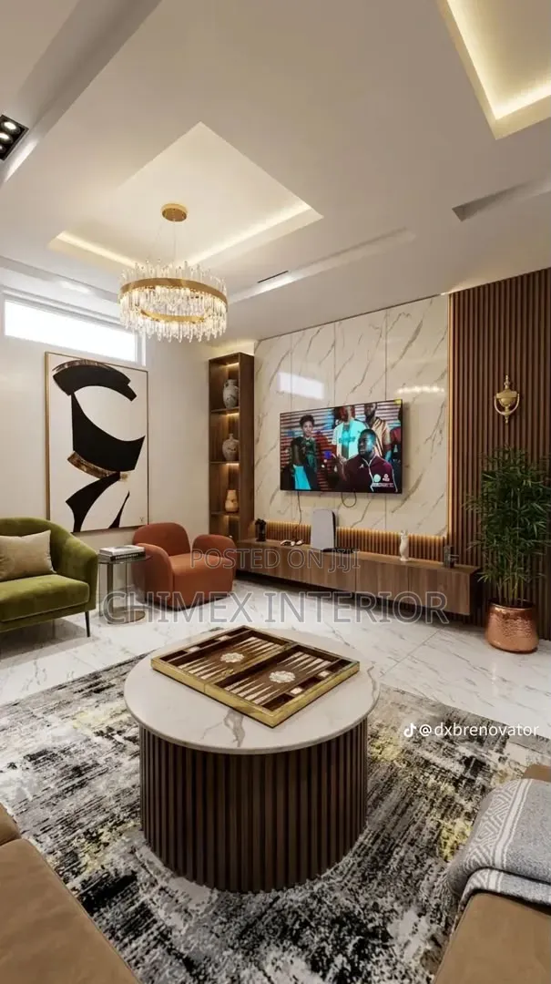 Wall to Wall Tv Console With High Glossy Cabinet