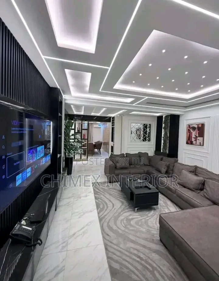 Wall to Wall Tv Console With High Glossy Cabinet