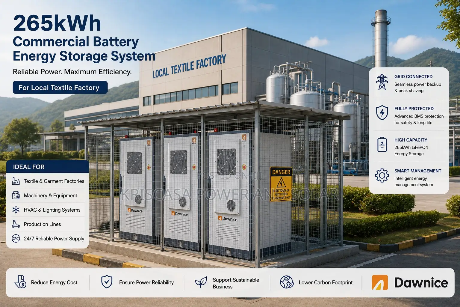 125kw/265kwh Commercial Energy Storage for Local Textile Factory