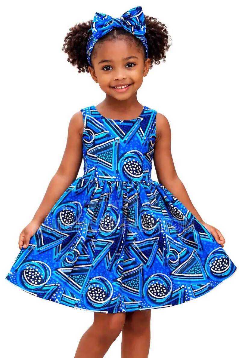 Girls' Ankara Dress With Headband