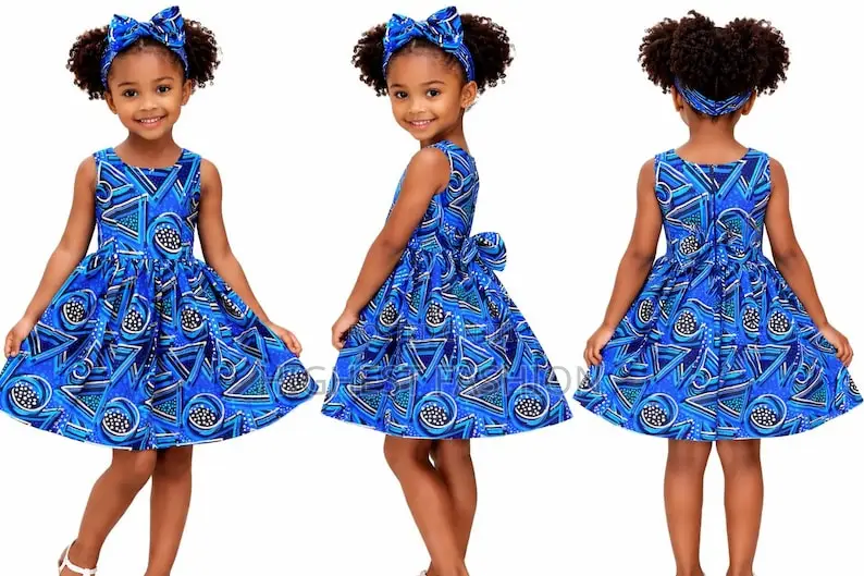 Girls' Ankara Dress With Headband