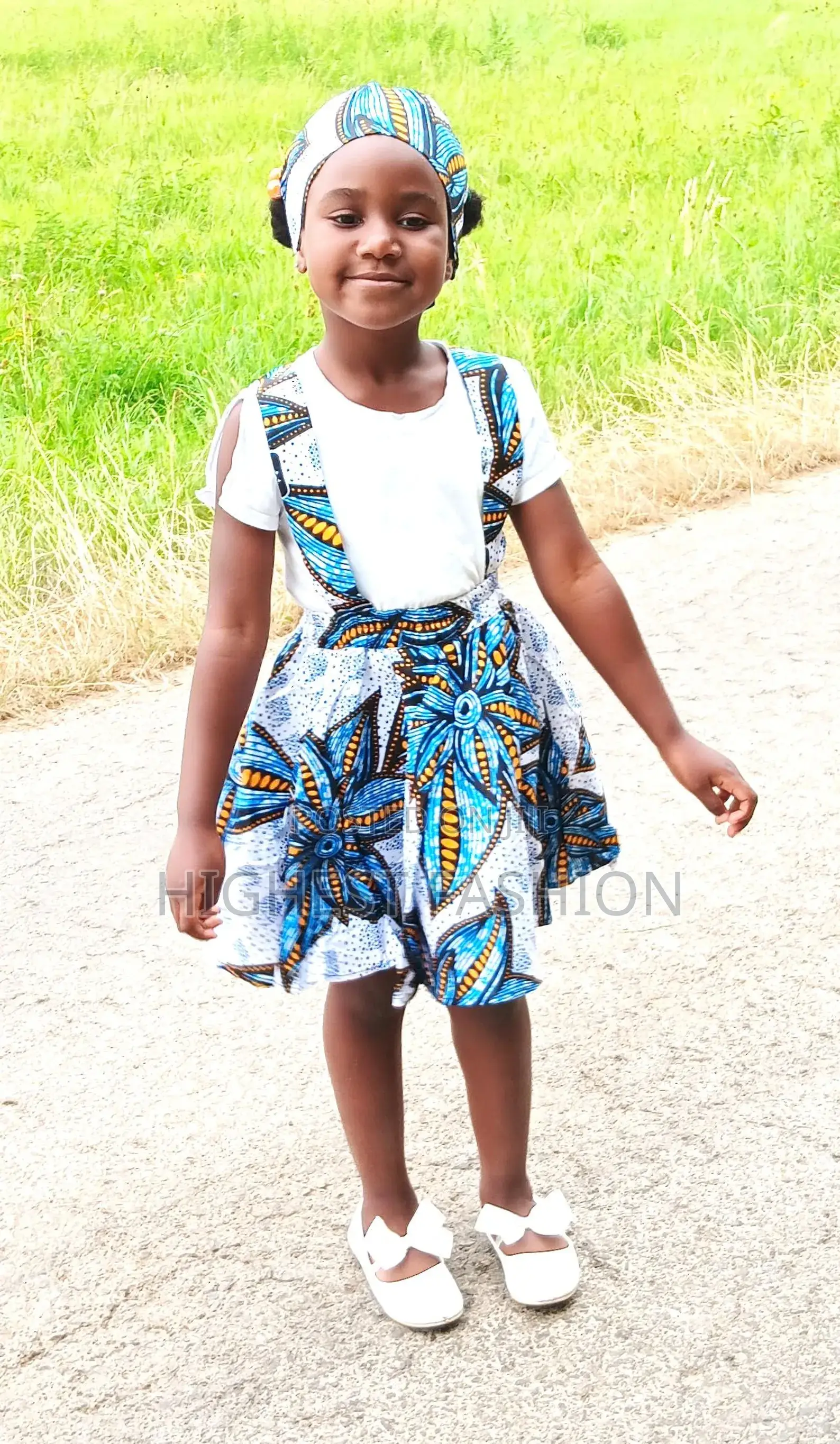 Enchanting Girl's Dress Made of African Wax Fabric