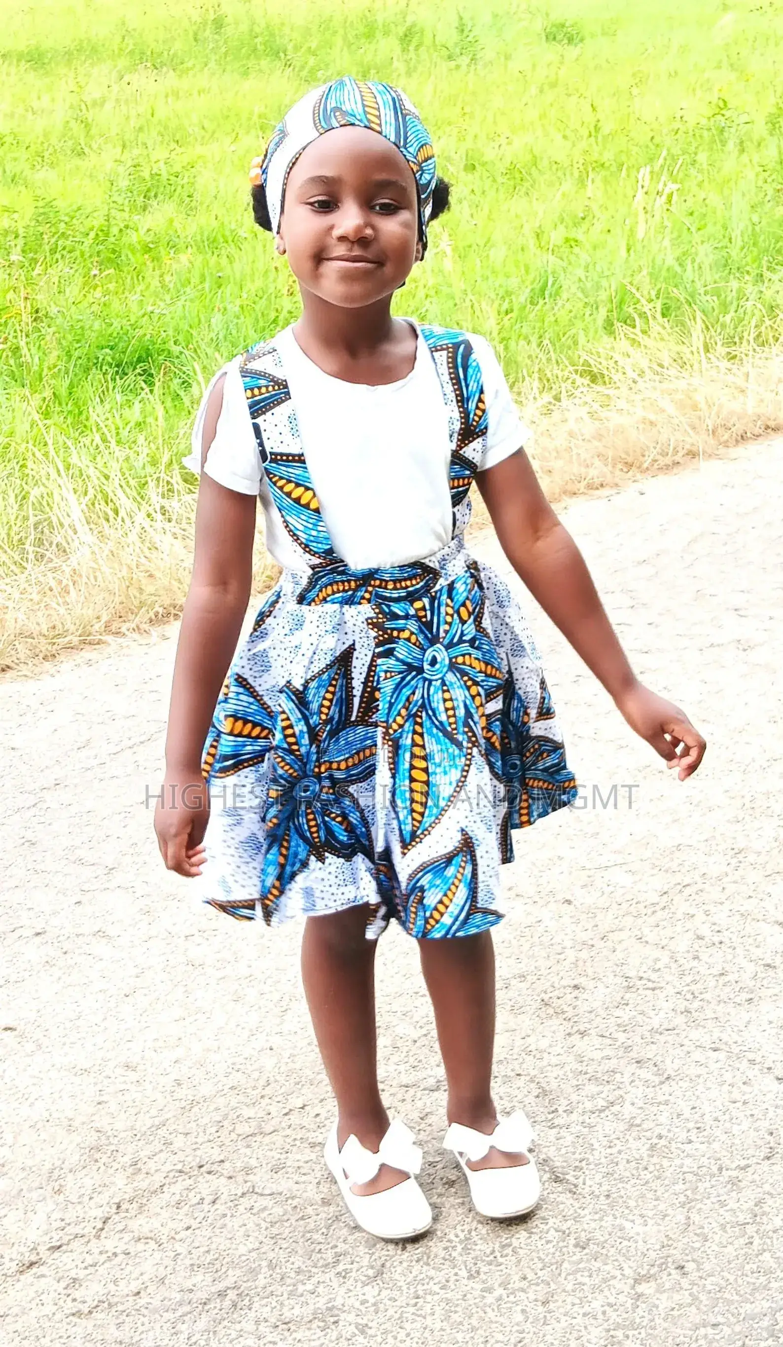 Enchanting Girl's Dress Made of African Wax Fabric