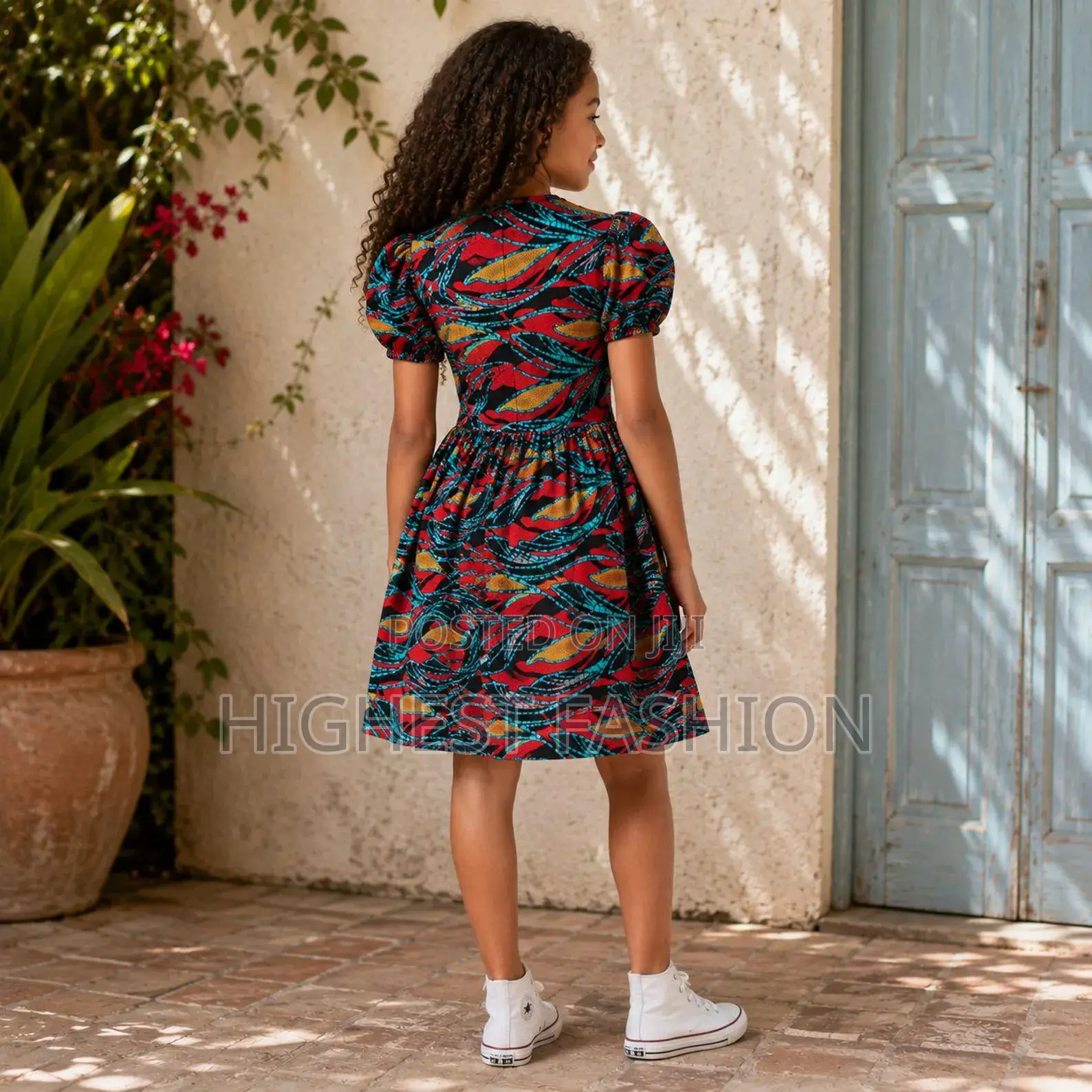 Kids Ankara Puff Sleeve Dress