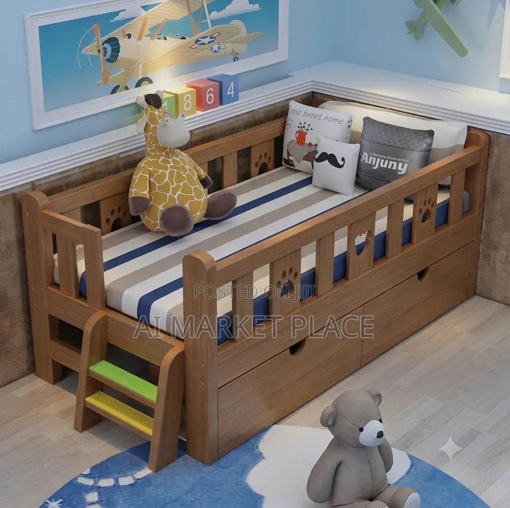Baby Single Bedframe (3ft by 4ft) With Inbuilt Base Drawers