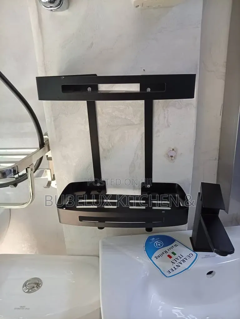 Luxury Matte Black 2 Tier Wall Mount Bathroom Shower Caddy