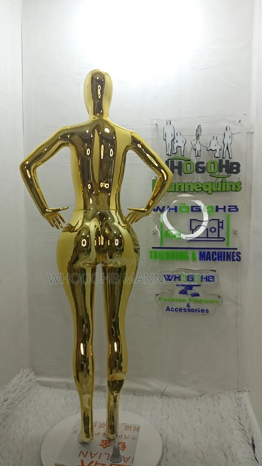 Chrome Gold Female Mannequin Size 12/14 Arms Akimbo