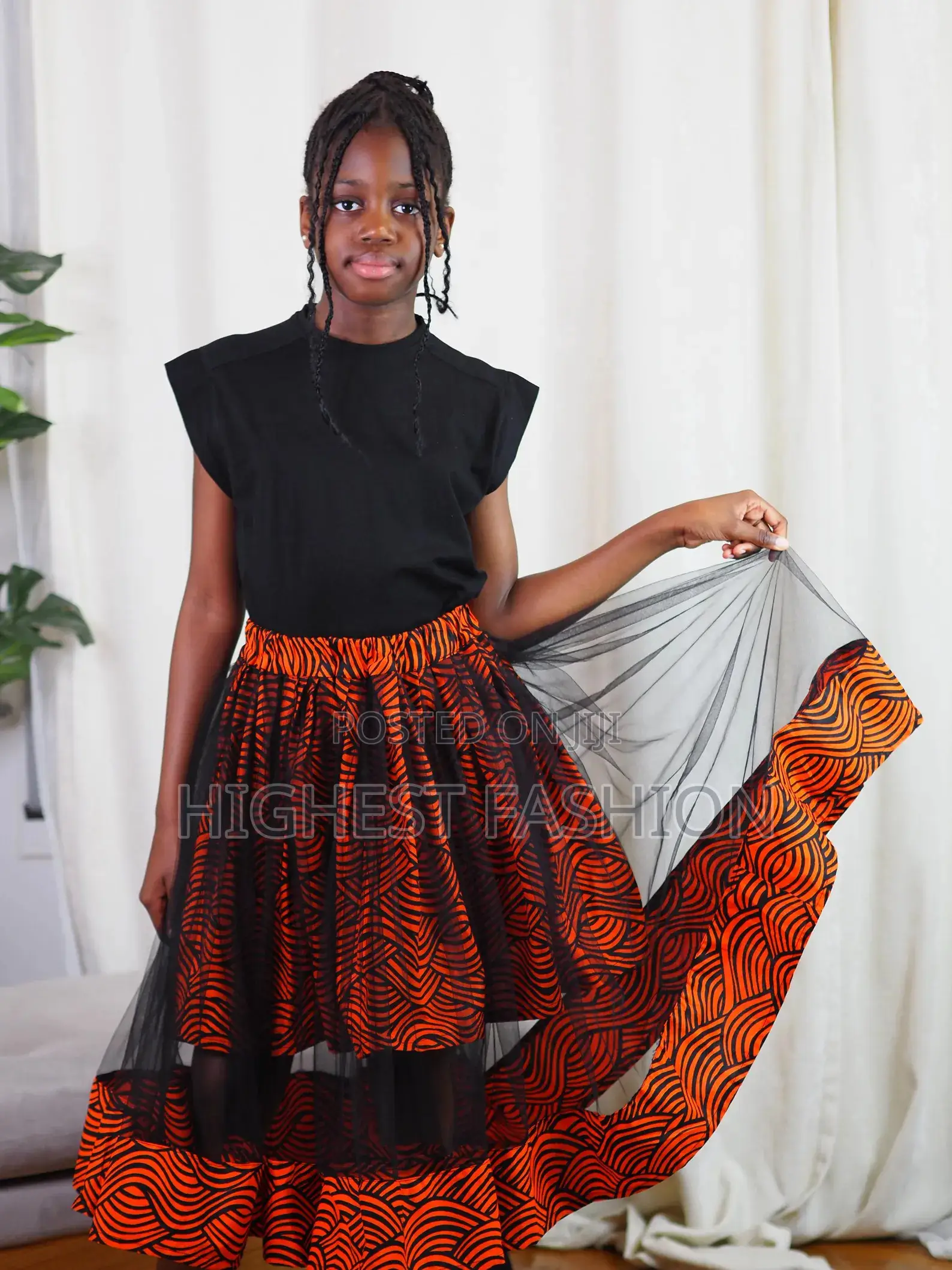 Malika Girls' Ankara Fabric Skirt