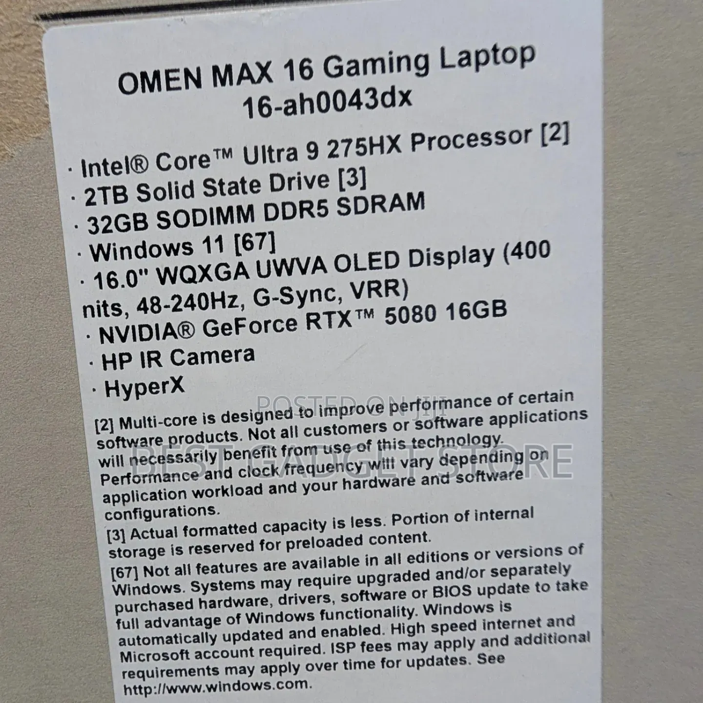 New Laptop HP Omen Max 16 32GB Intel Core Ultra 9 SSD 2T