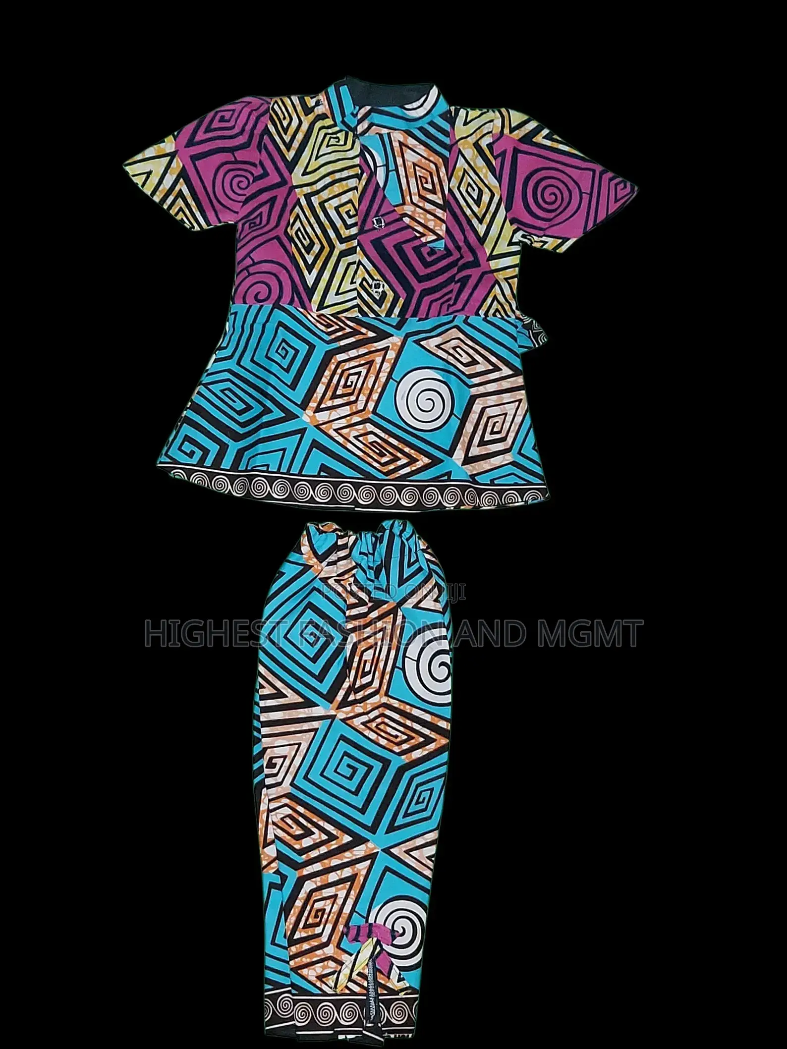 Colorful African Print Two-Piece Outfit for Girls
