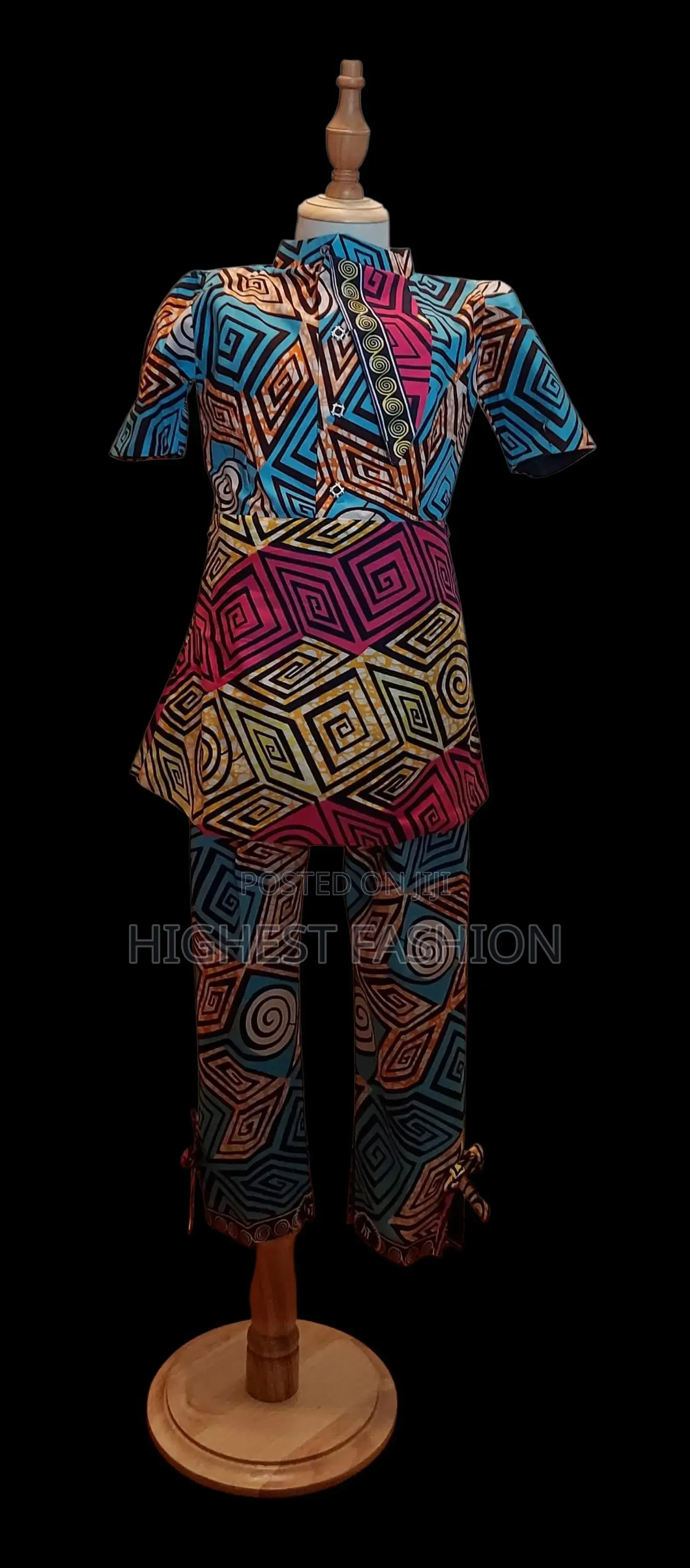 Colorful African Print Two-Piece Outfit for Girls