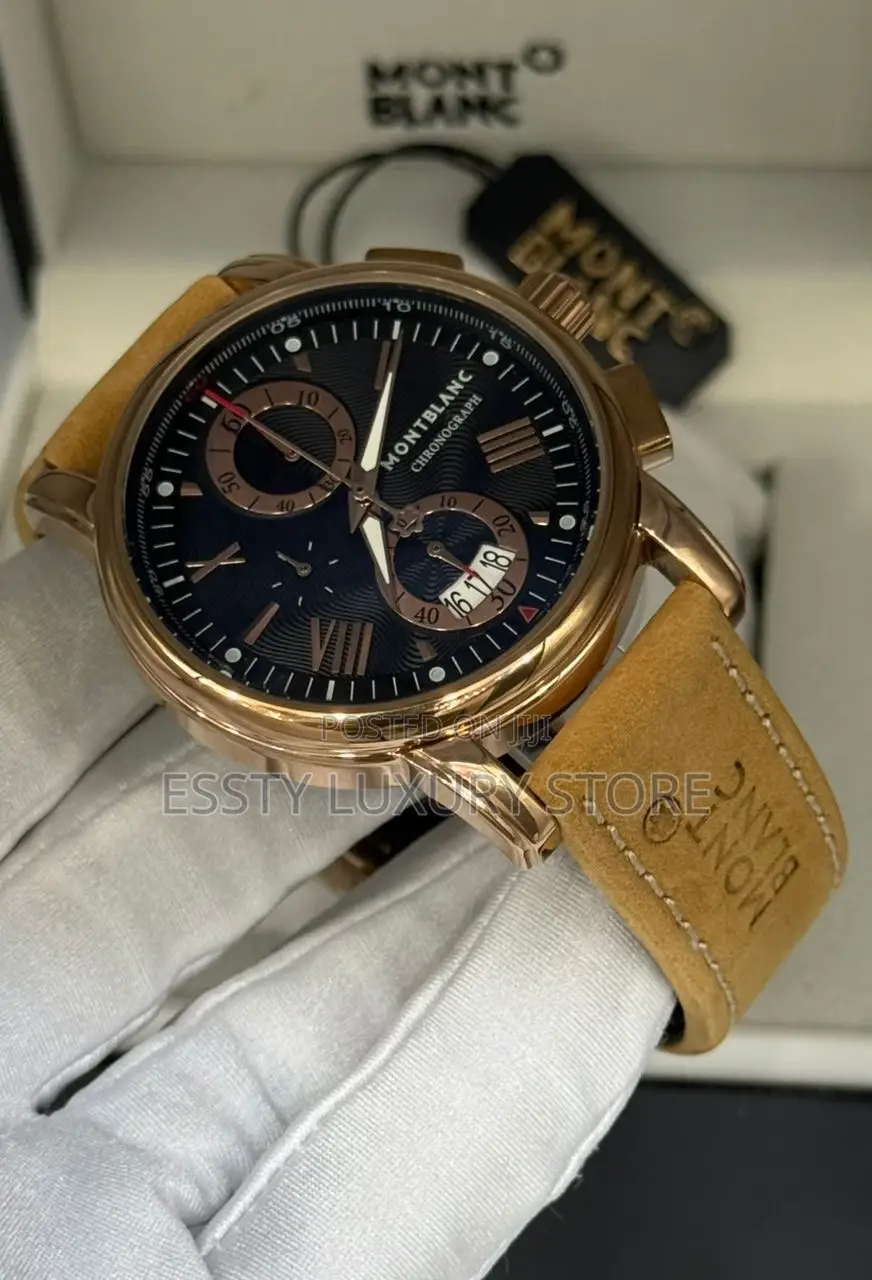 Mont Blanc Quality Luxury Men Genuine Leather Wristwatch
