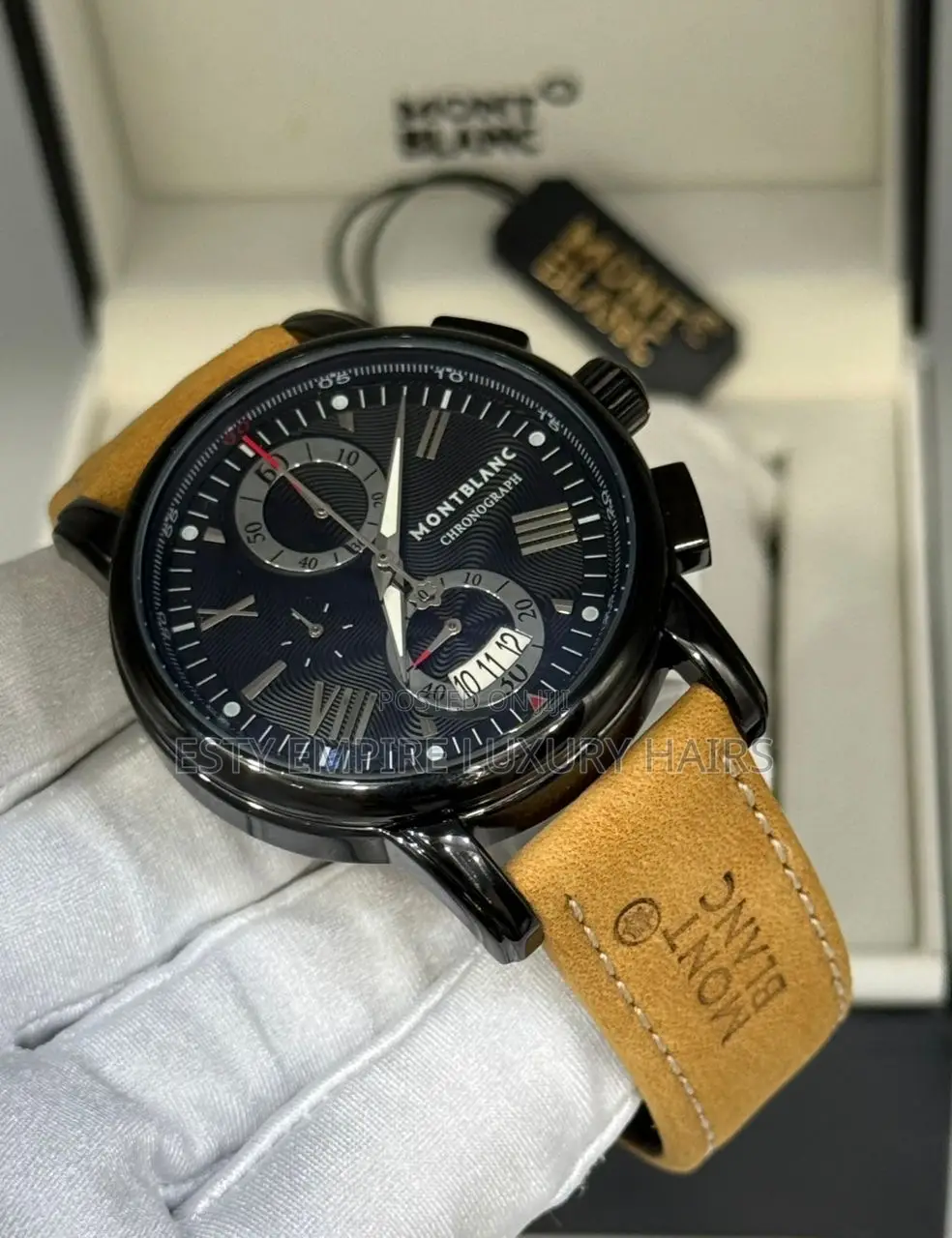 Mont Blanc Quality Luxury Men Genuine Leather Wristwatch