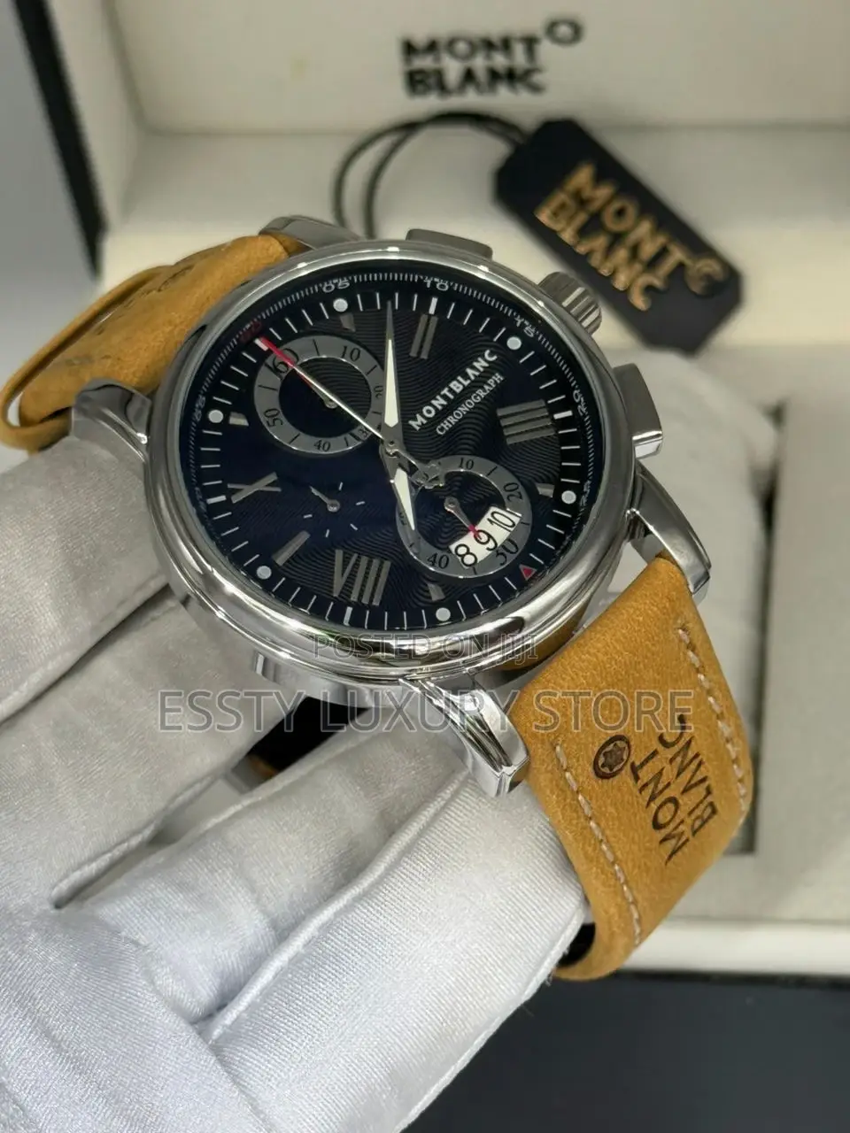 Mont Blanc Quality Luxury Men Genuine Leather Wristwatch